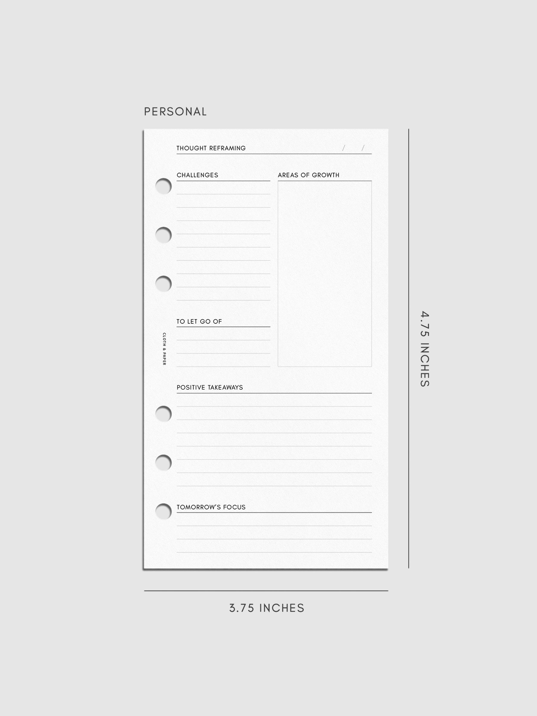 Digital mockup of insert in Personal.