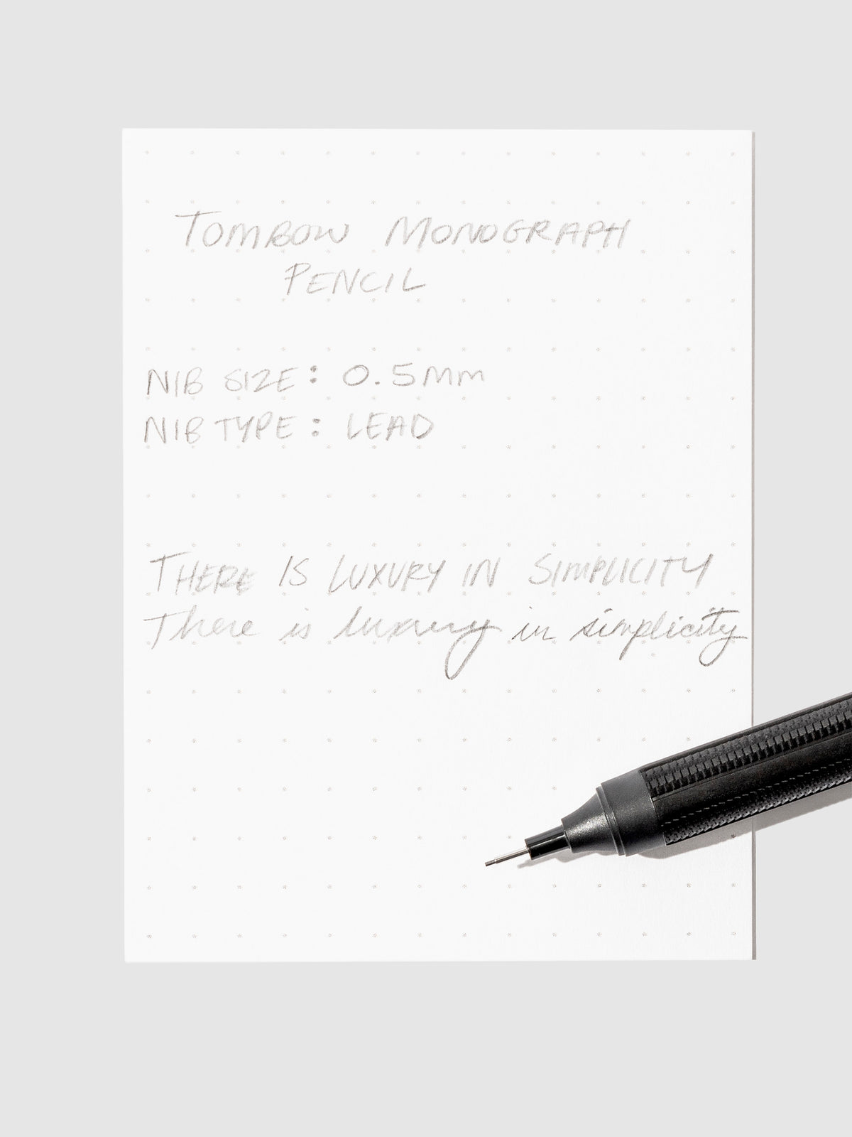 Writing sample for mechanical pencil.