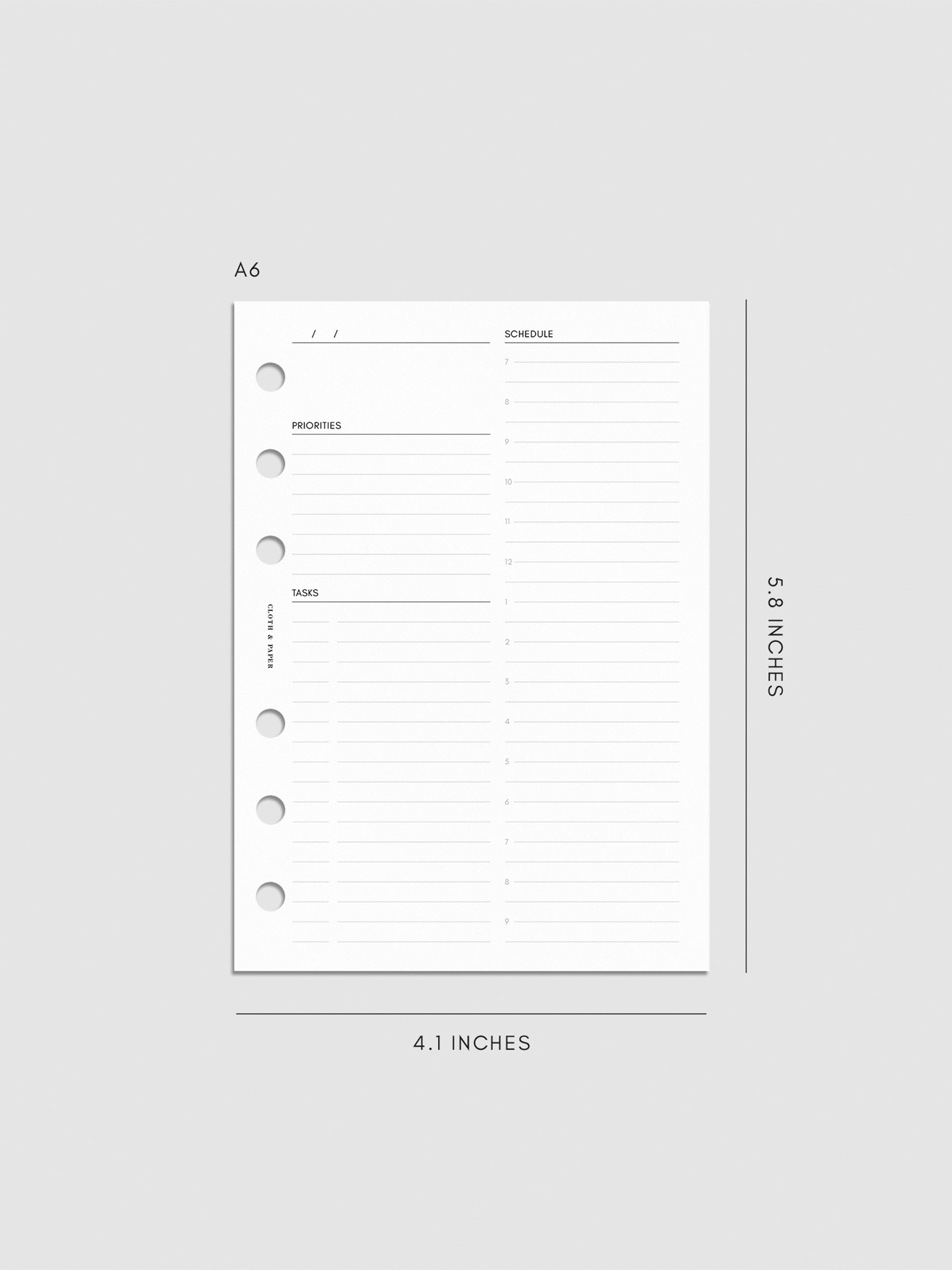 Undated Daily Planner Inserts | Refreshed Layout