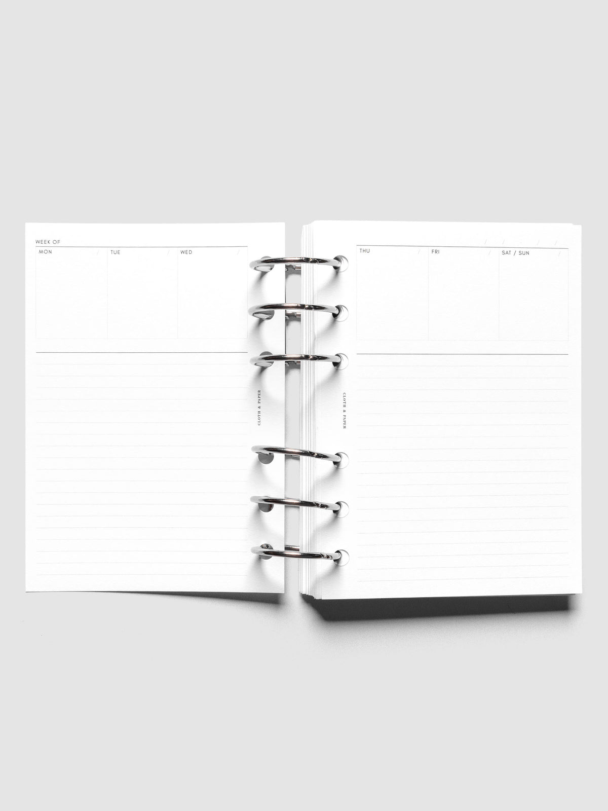 A6 Undated Weekly Notes Planner Inserts ringbound.