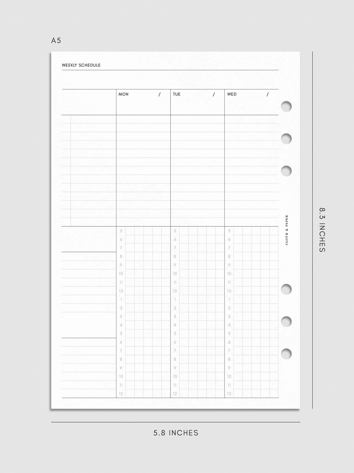 Digital mockup of insert in A5 sizing.