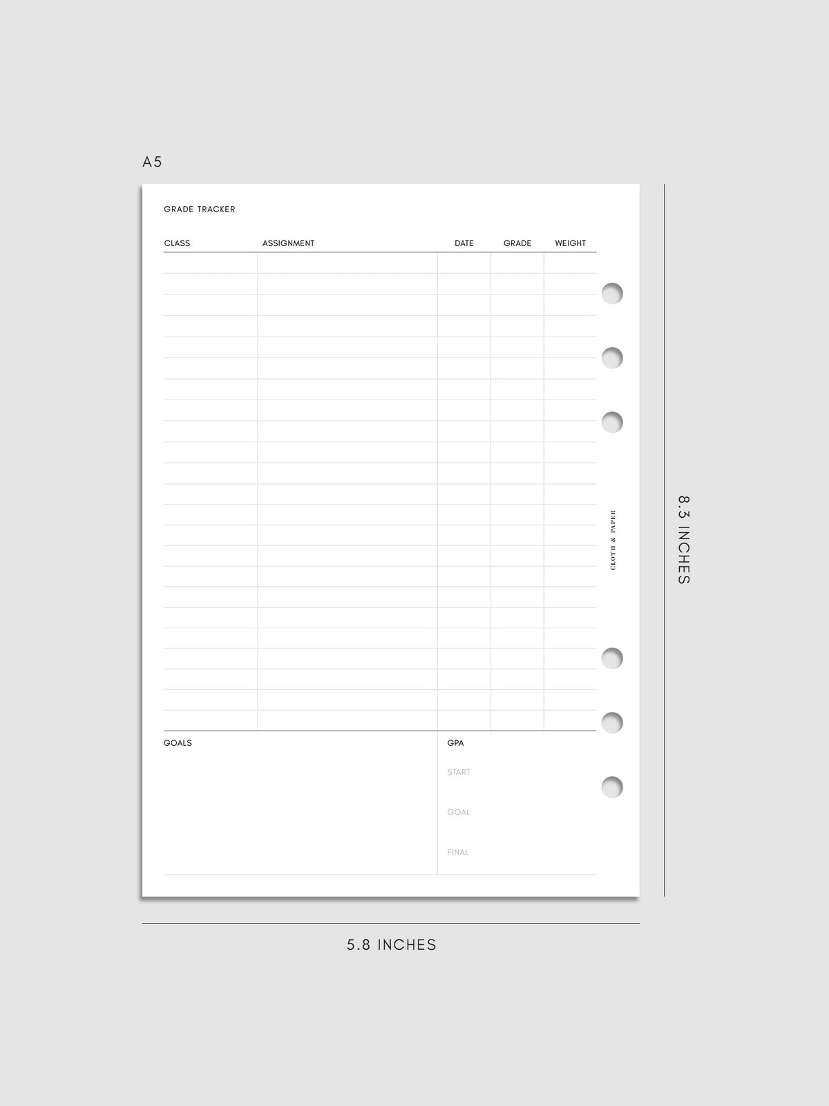 Digital mockup of insert in A5.