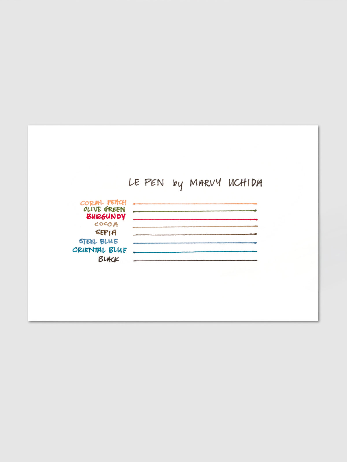 Pen test sheet for Le Pens by Marvy Uchida