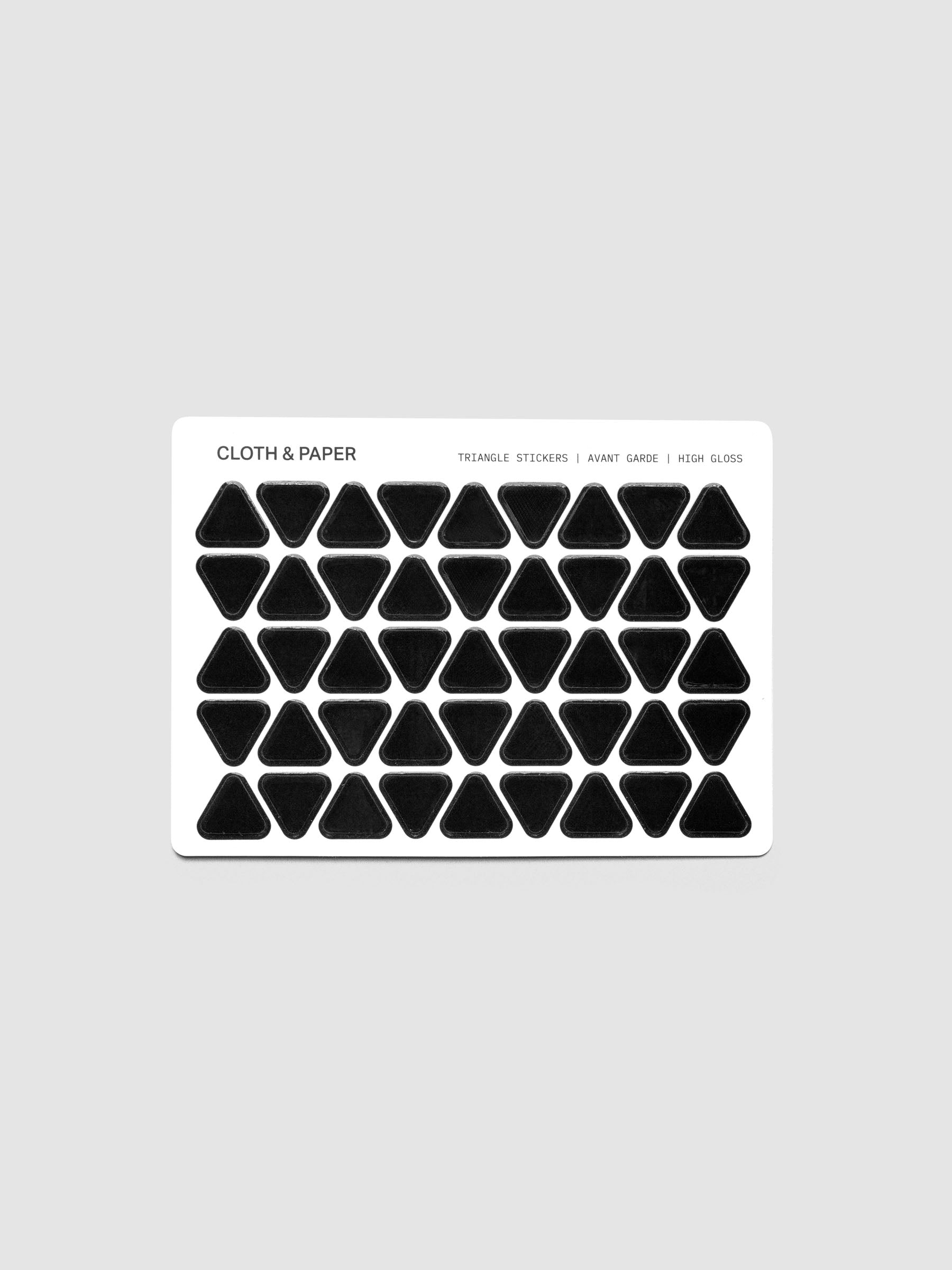 One sheet of high gloss, black triangle stickers