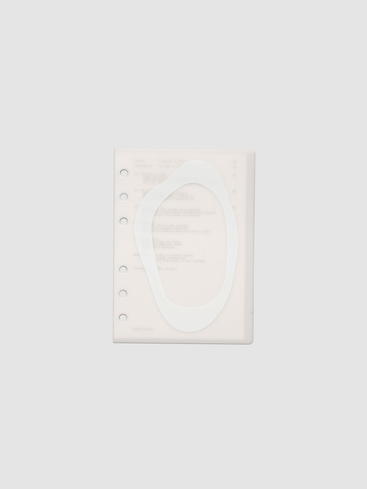Continuation Planner Cover + Dashboard Set in A6. Milky white frosted plastic cover with a spot gloss organic shape over a black-printed paper dashboard. Image 3 of 3.