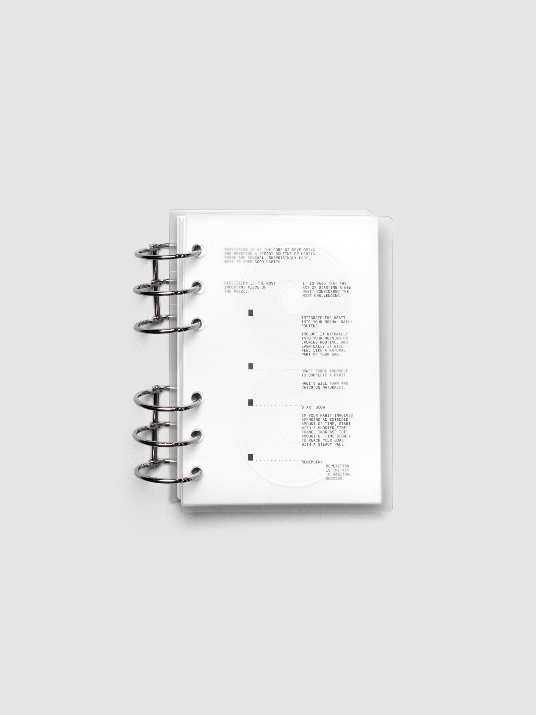 On Repeat Planner Cover + Dashboard Set  shown in size A6 with 6-ring binding.