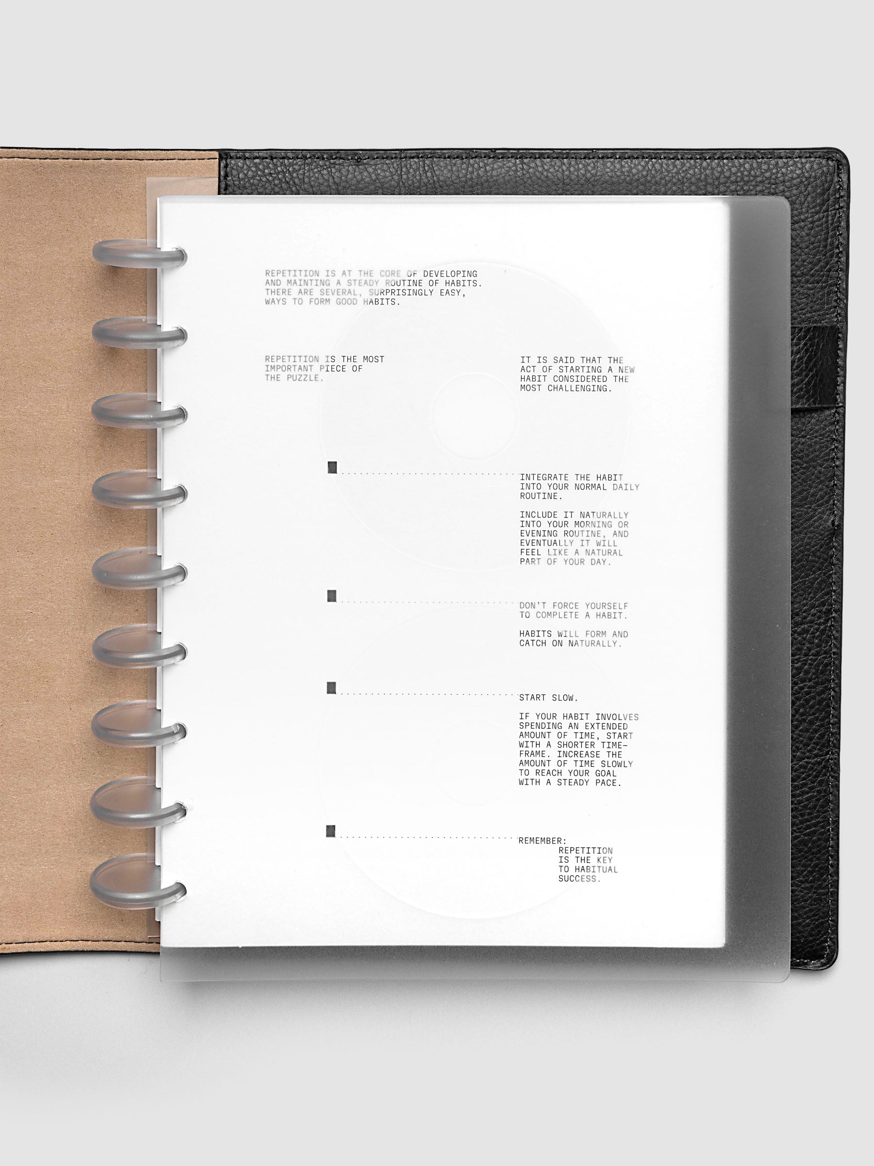 On Repeat Planner Cover + Dashboard Set  shown in a black, HP Classic folio.