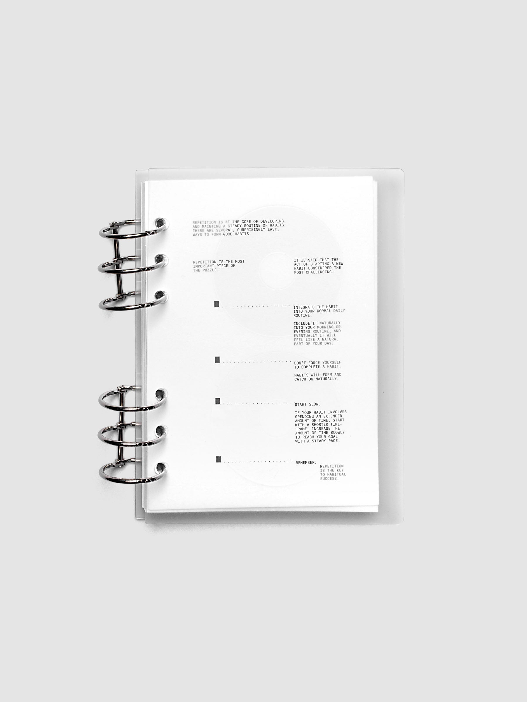 On Repeat Planner Cover + Dashboard Set  shown in size Personal Wide with 6-ring binding.