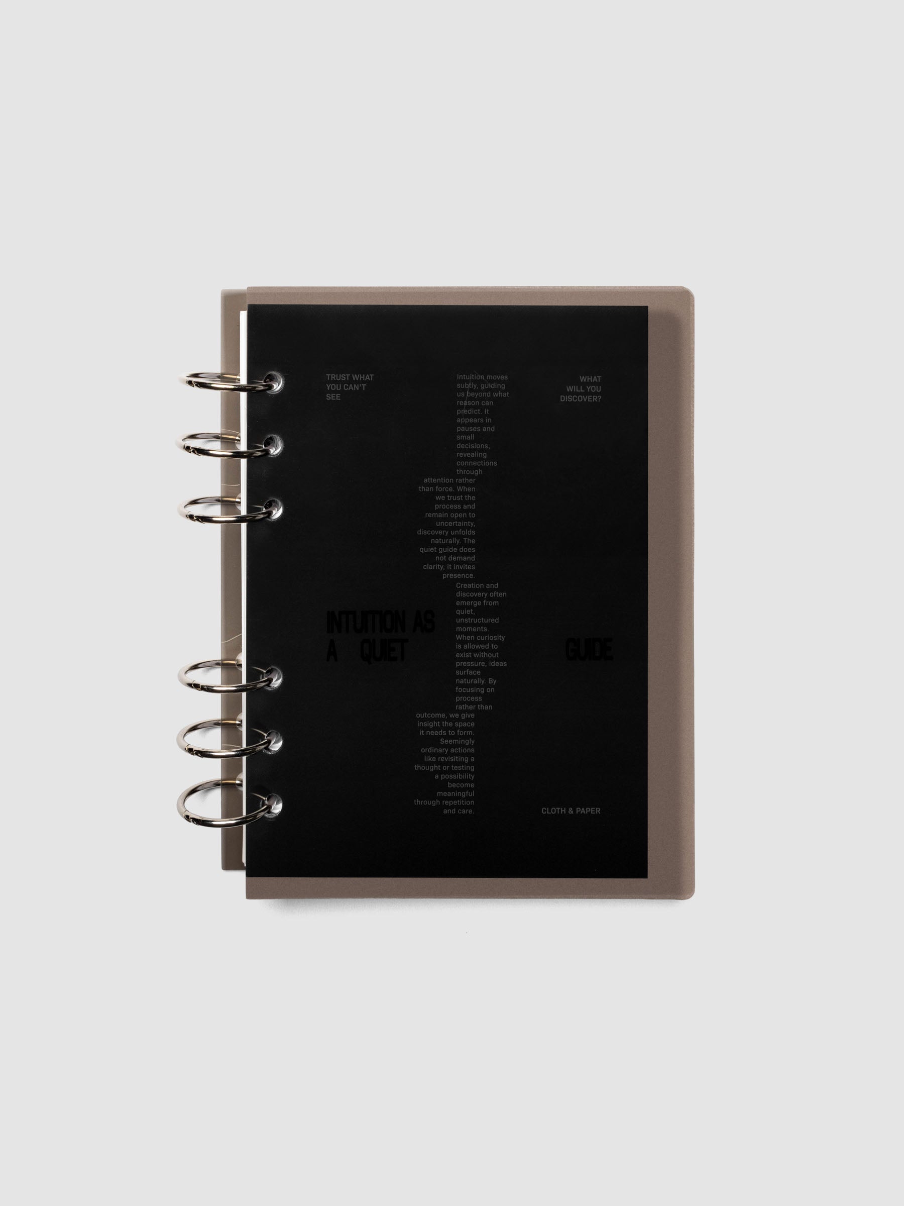 Black Intuition Ultra Thin Planner Cover + Dashboard Set in size Personal Wide 6-Ring shown inside a planner