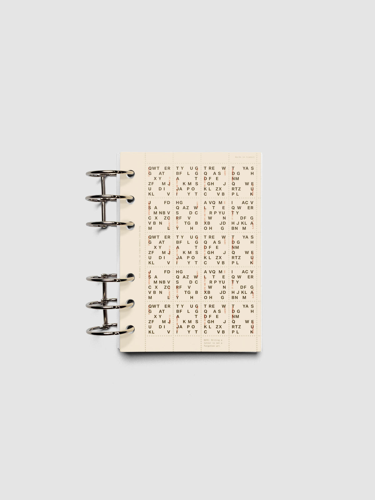 Stamp Sheet Planner Dashboard shown ring bound in size A6.