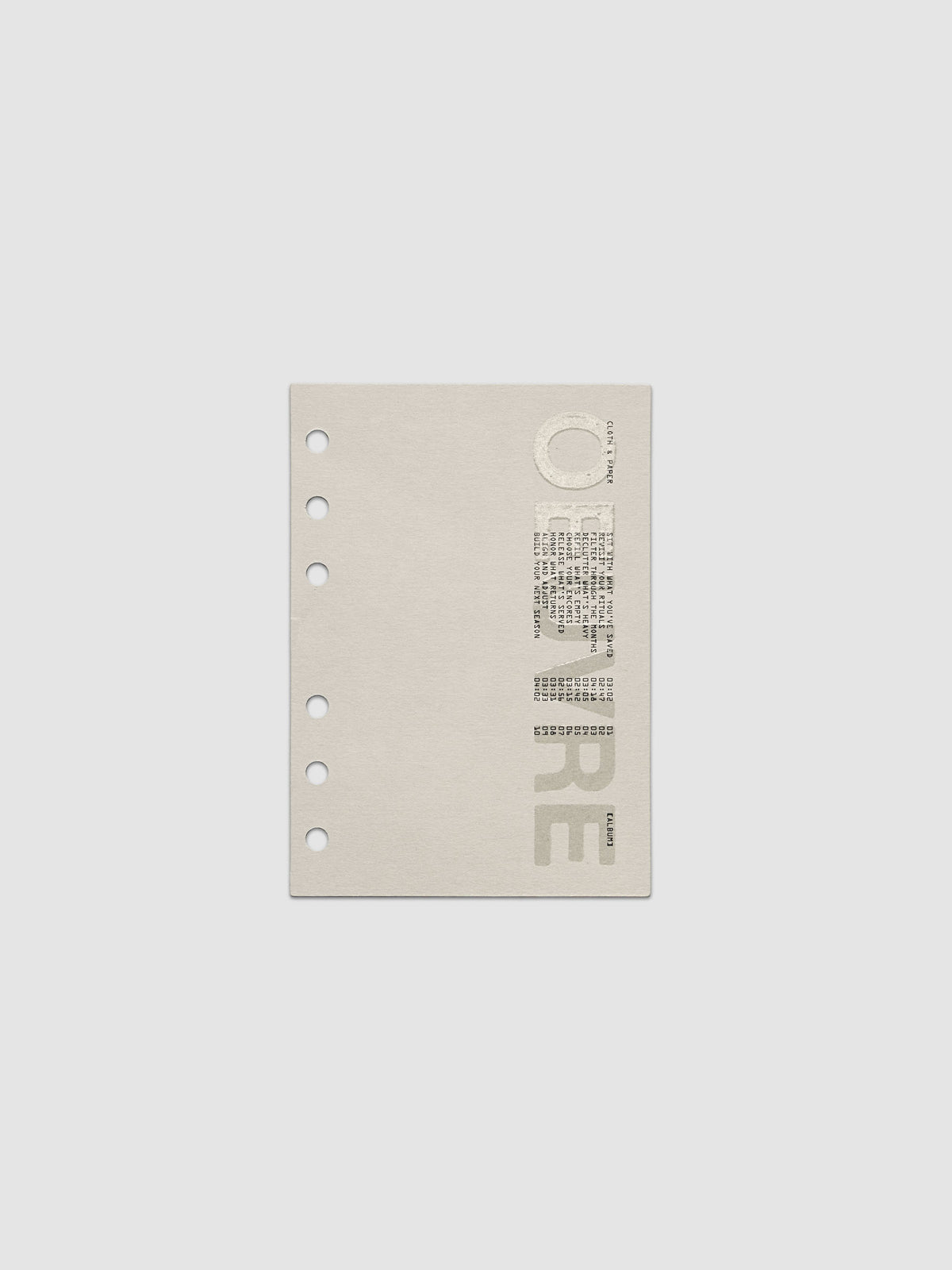 Oeuvre Planner Dashboard in A6 6-Ring Punch size