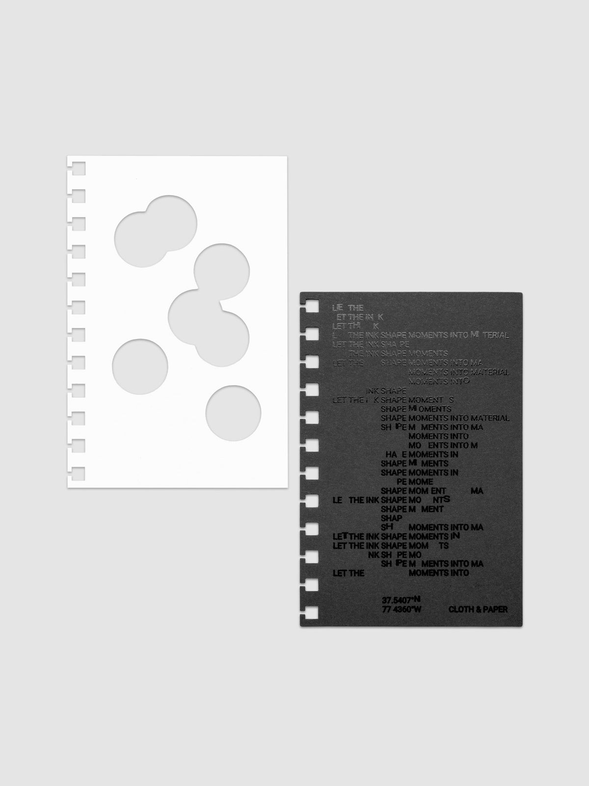 Black and white Ink Blot Planner Dashboard Duo shown with layers side by side in size CP Petite Spiral, pre-punched for spiral planners.