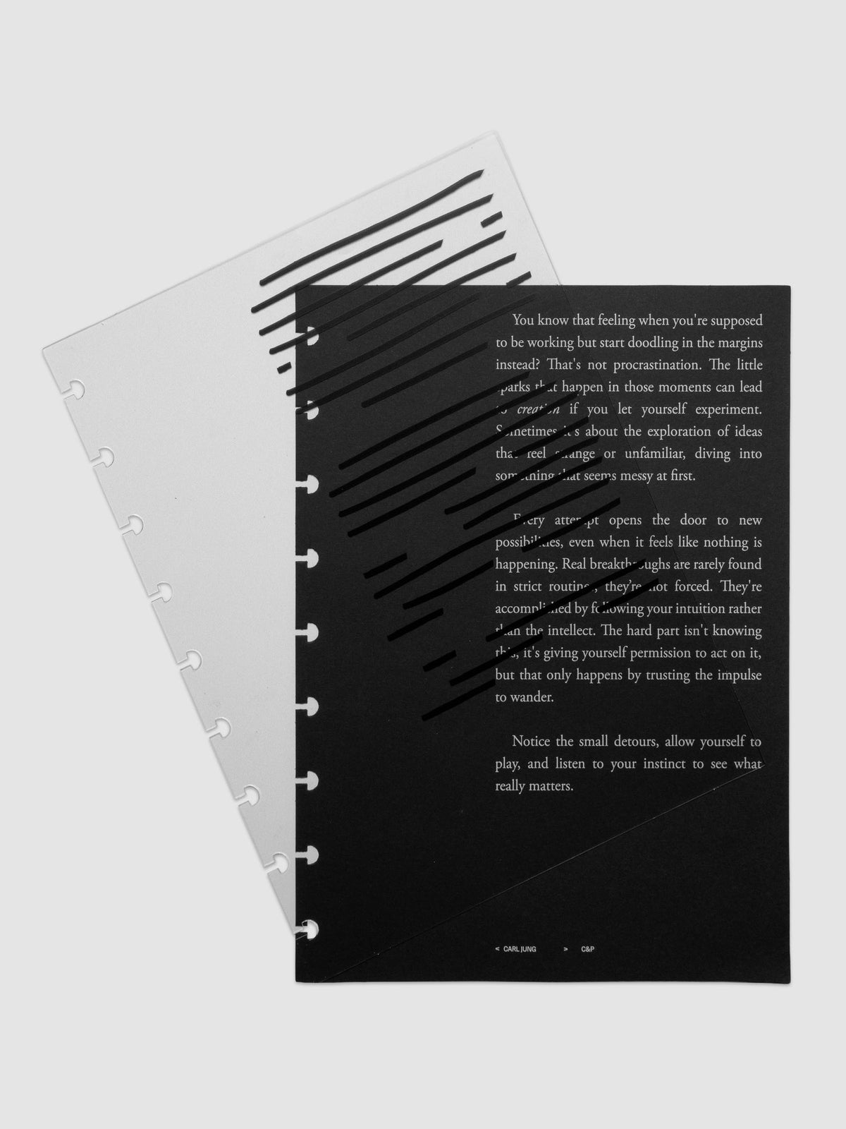 Black, white, and transparent dual layer planner dashboard shown in size HP Classic 9-Disc Punch