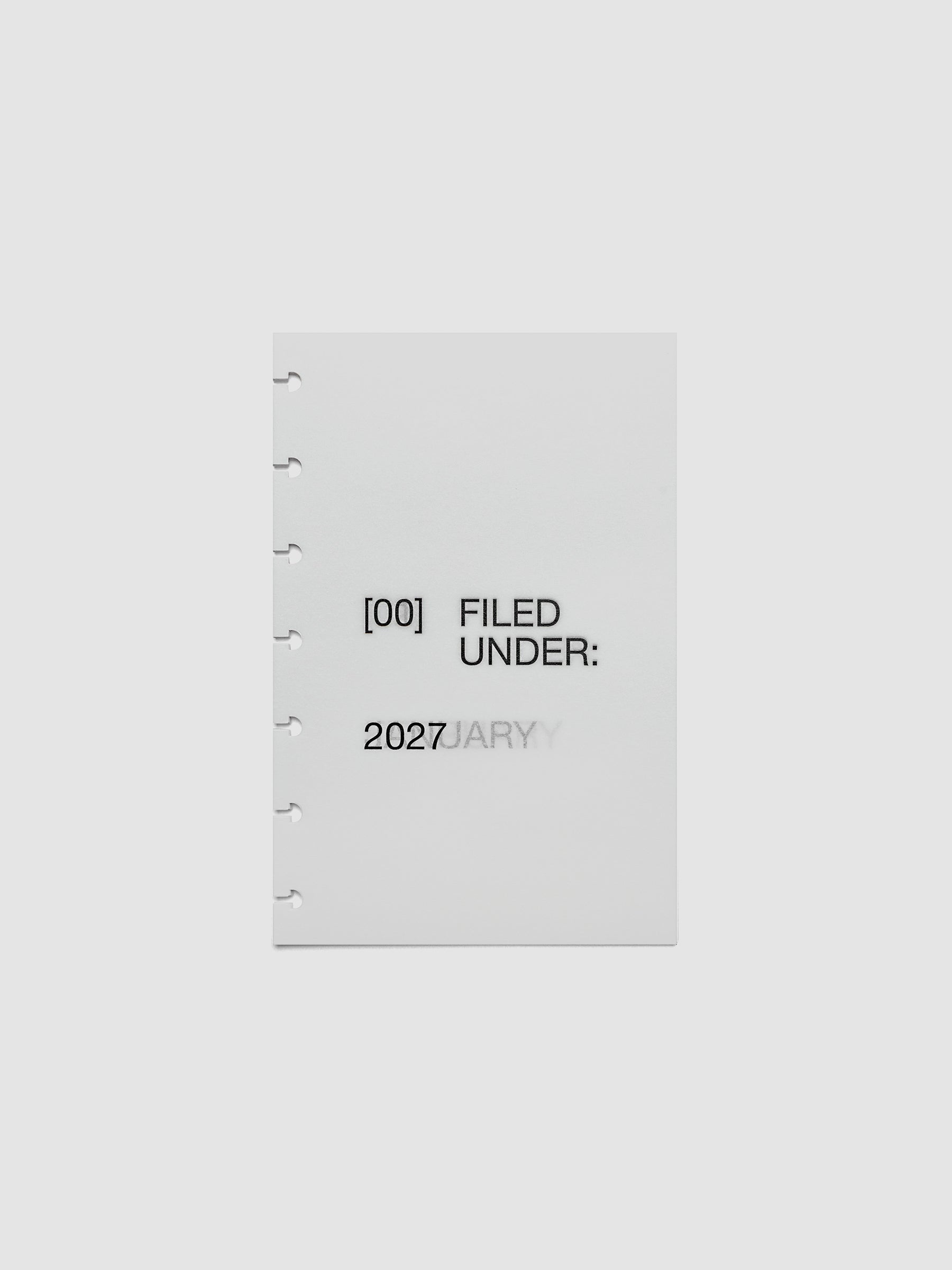 2027 Front + Monthly Dashboard Overlays, Avant Garde, HP Mini 7-Disc Punch, full set of 13 vellum overlays shown stacked together