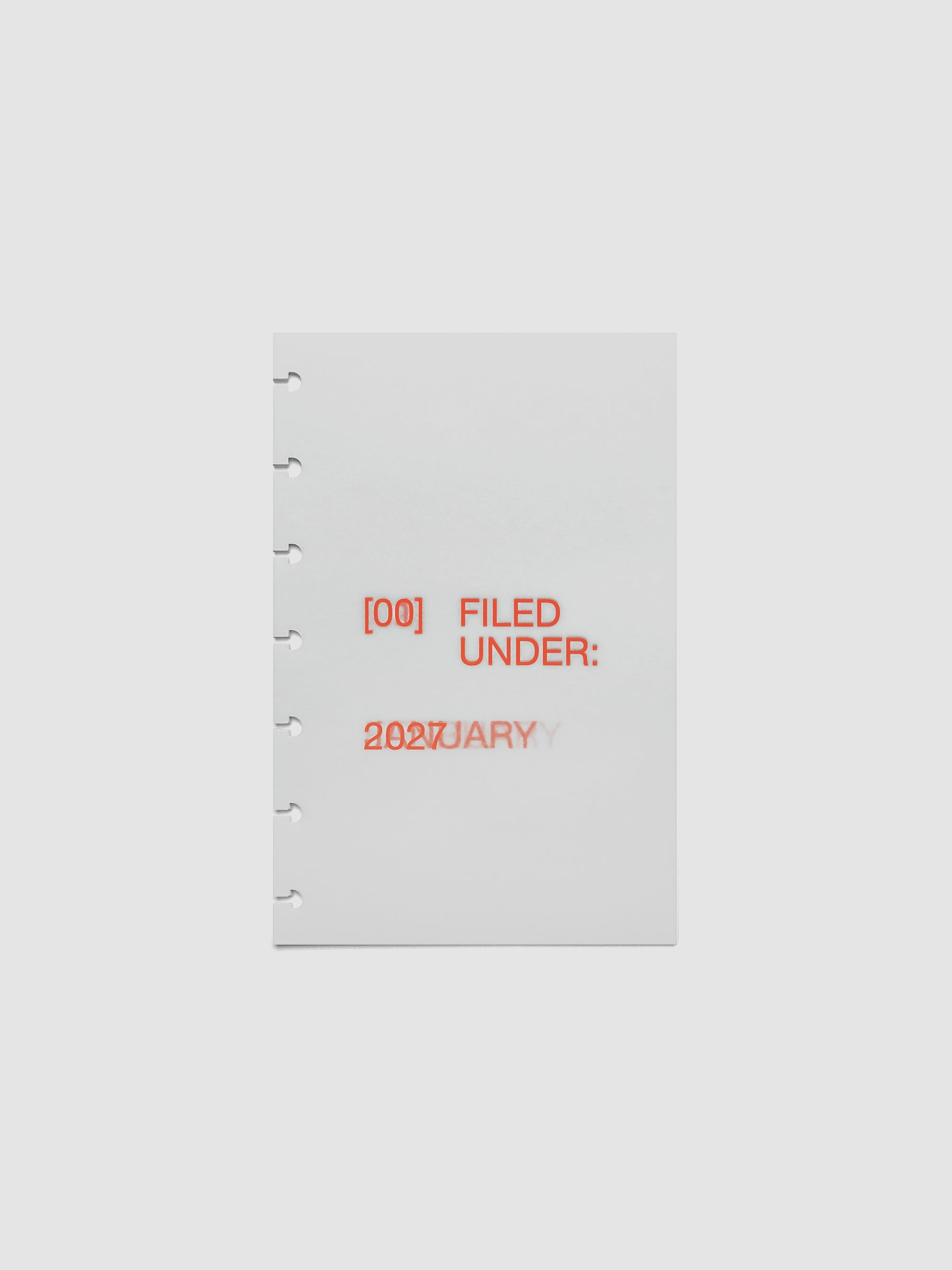 2027 Front + Monthly Dashboard Overlays, Saffron, HP Mini 7-Disc Punch, full set of 13 vellum overlays shown stacked together