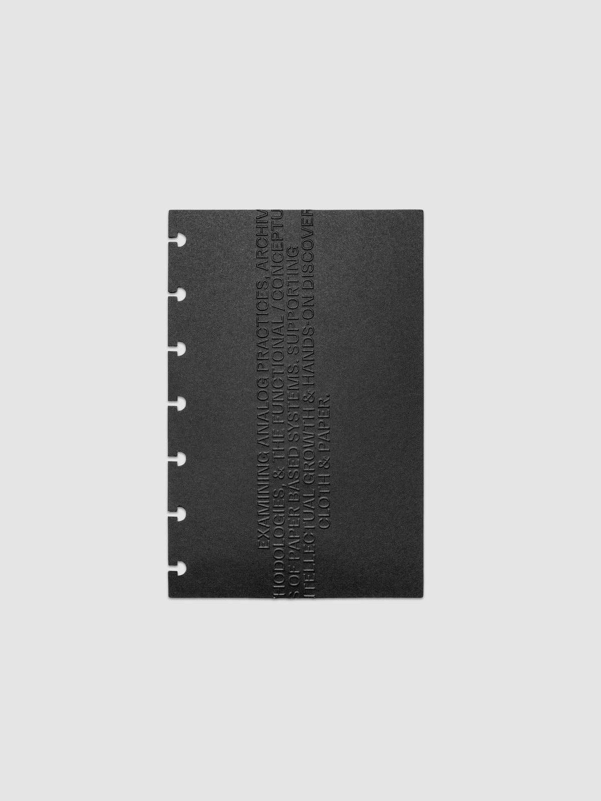 Black embossed Analog Embossed Planner Dashboard without the drop card shown in size HP Mini.