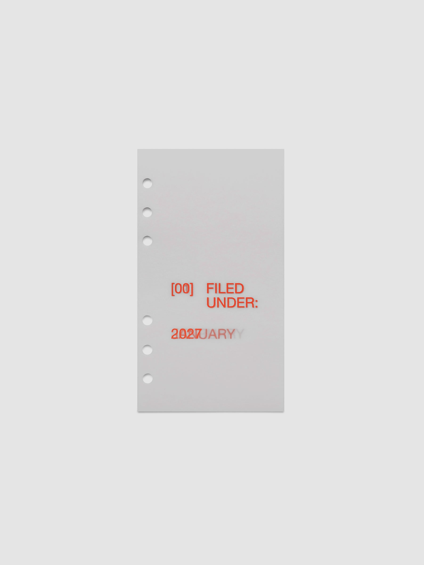 2027 Front + Monthly Dashboard Overlays, Saffron, Personal 6-Ring Punch, full set of 13 vellum overlays shown stacked together