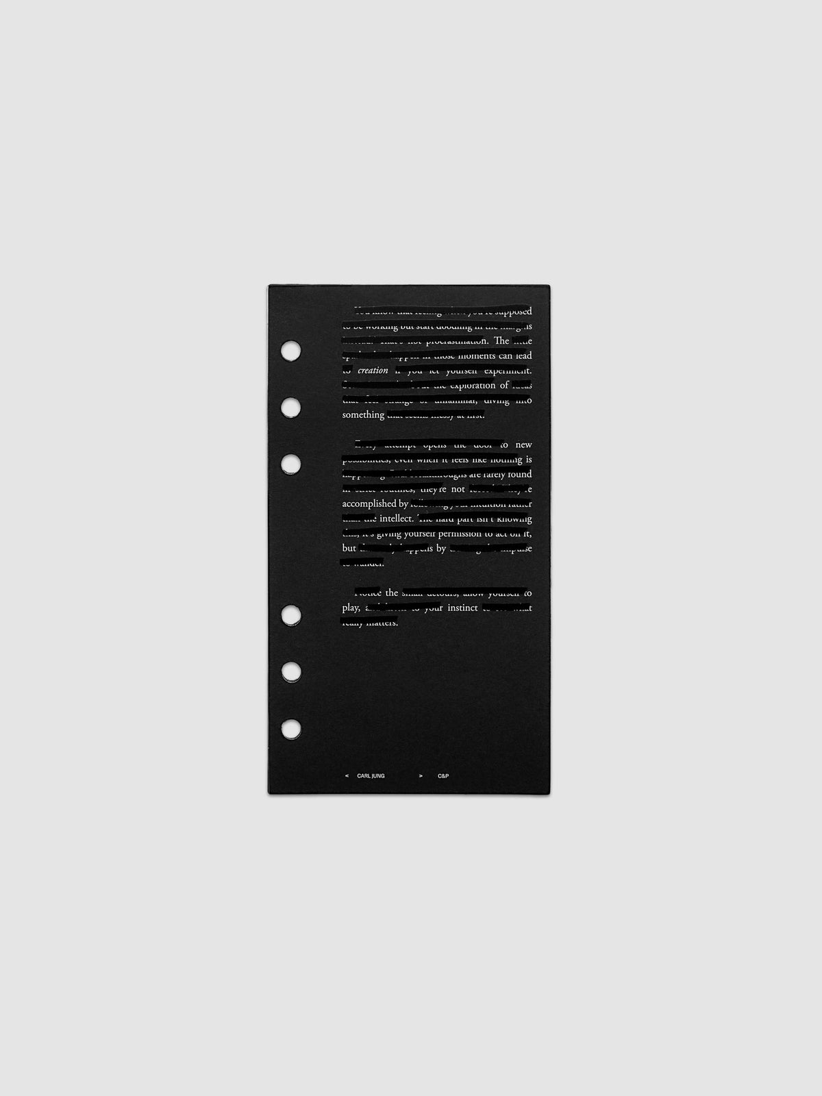 Black, white, and transparent dual layer planner dashboard shown in size Personal 6-Ring Punch