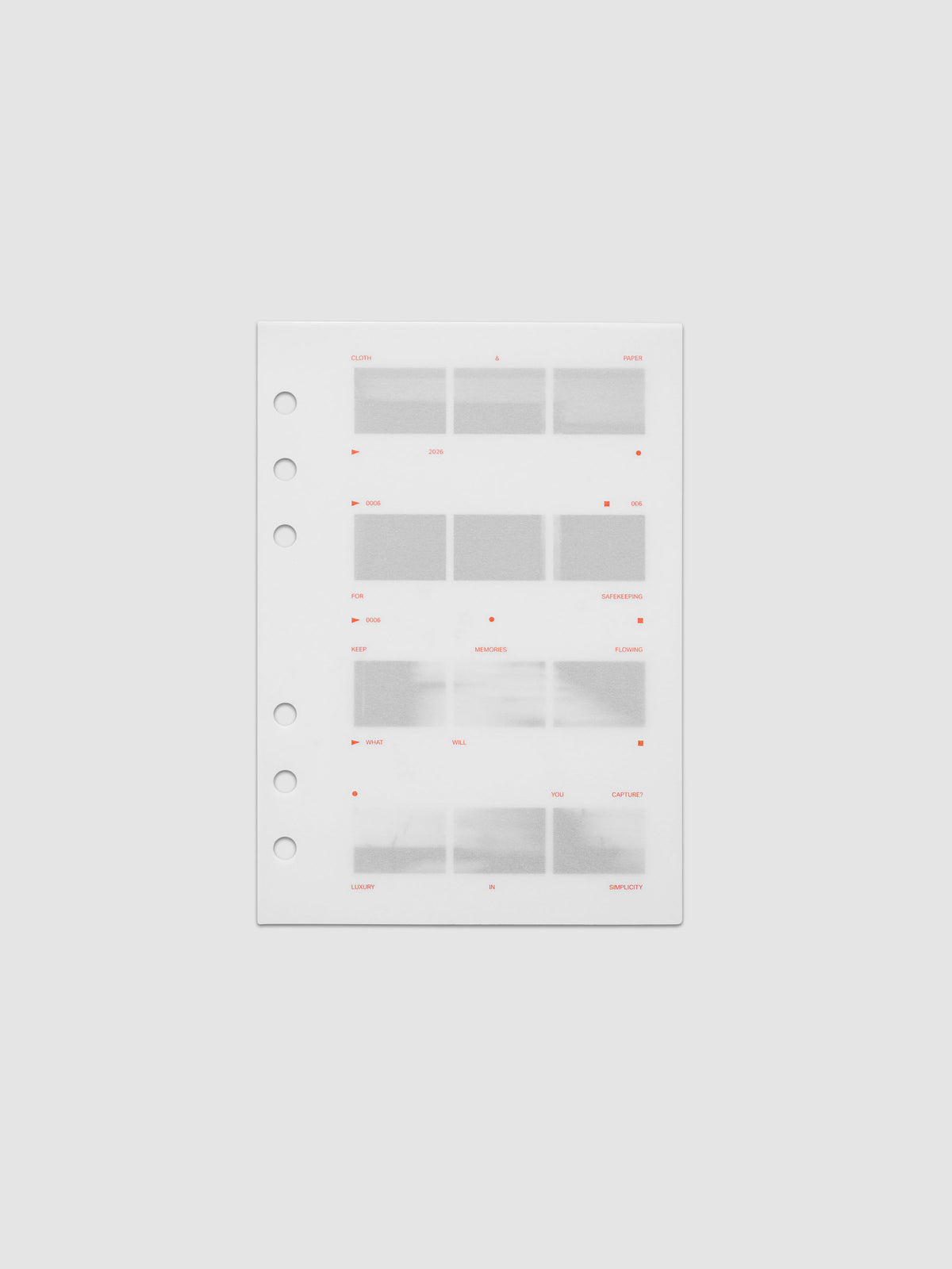 Film Strip Planner Dashboard Duo Personal Wide 6-Ring Punch two dashboards stacked showing vellum top layer with deep orange text and film strip plastic bottom layer