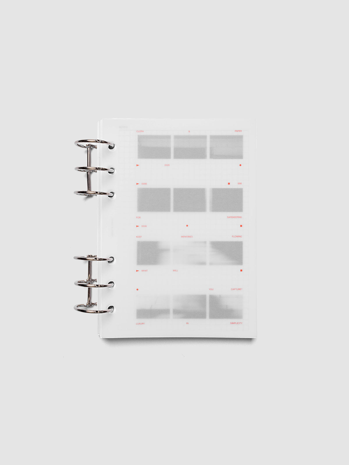 Film Strip Planner Dashboard Duo Personal Wide 6-Ring Punch both dashboards layered inside a planner showing film strip design and semi-transparent vellum overlay