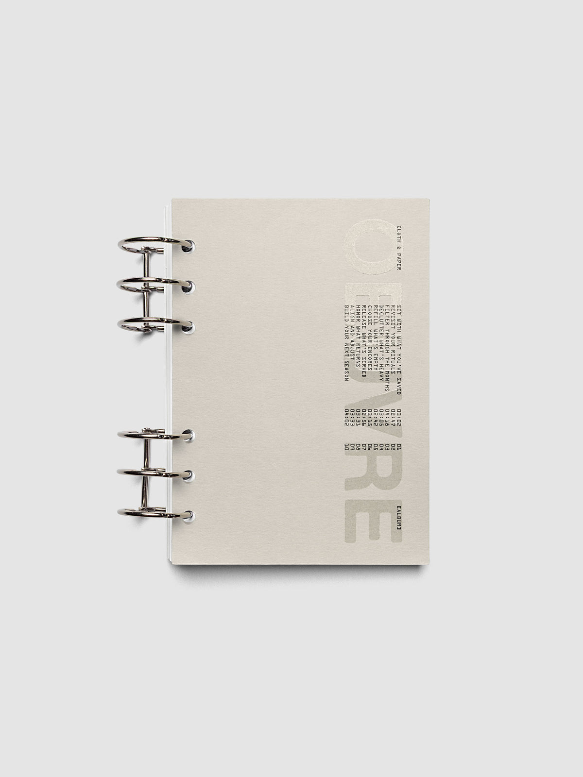 Oeuvre Planner Dashboard in Personal Wide 6-Ring Punch size shown in a planner