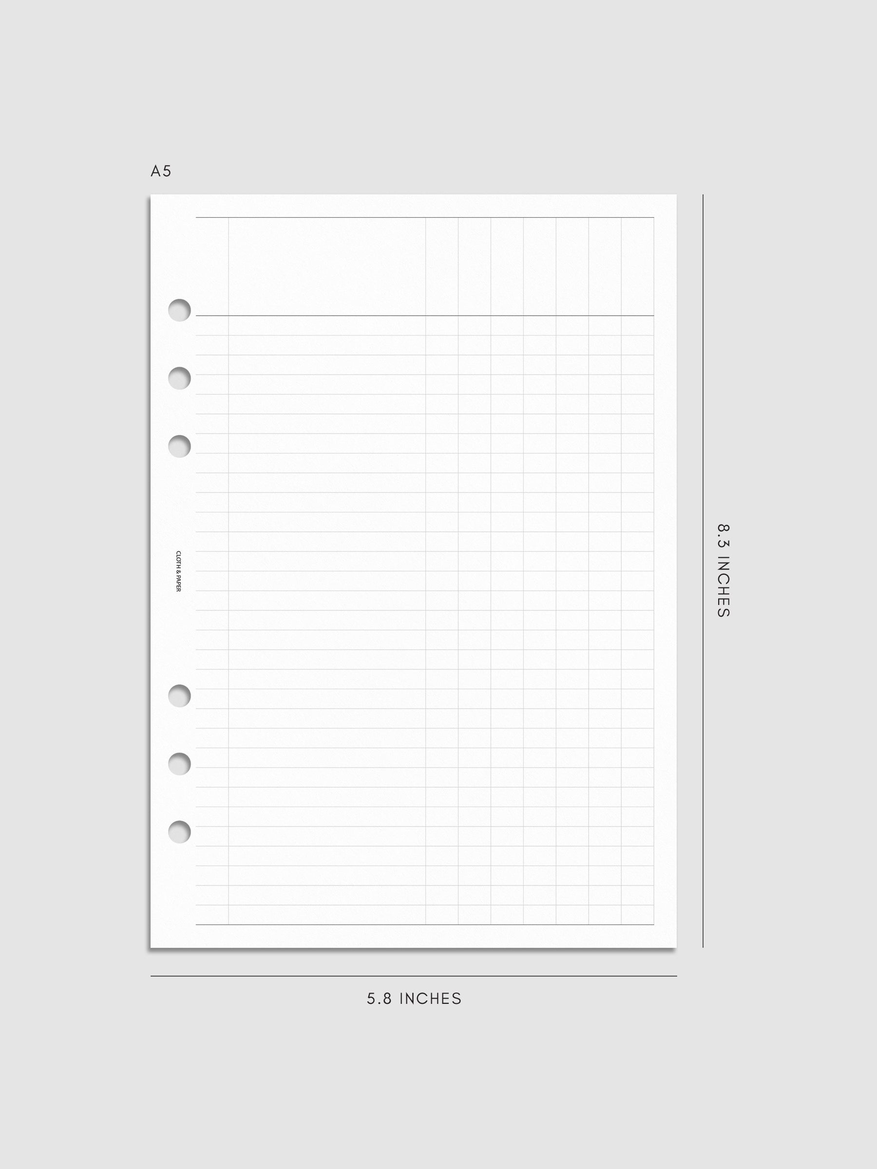 Digital mockup of the Inbox Sorting Planner Inserts shown in size A5.