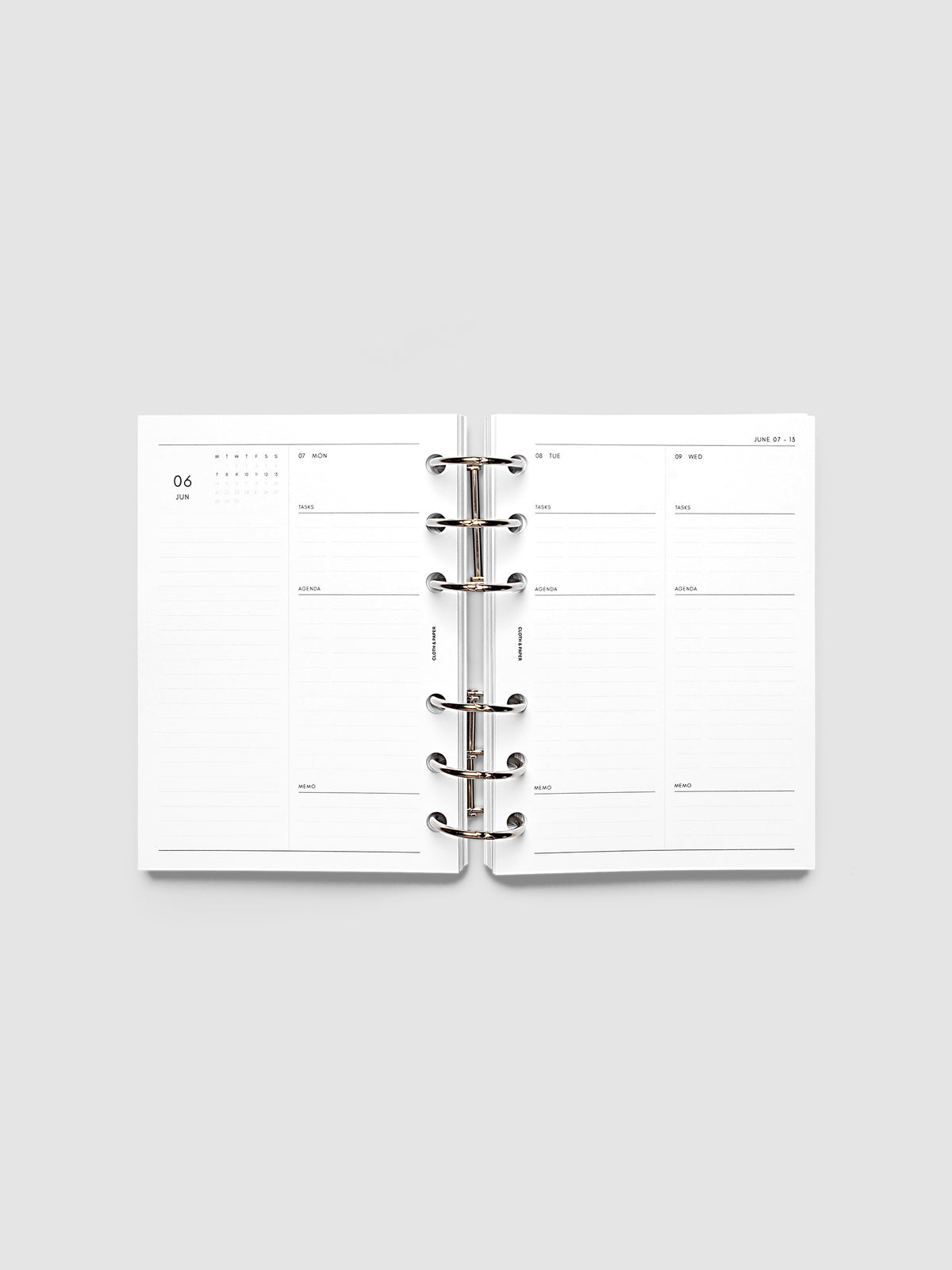 2027 Dated Daily Inserts | Monday Start in size A6 6-Ring Punch  shown ringbound