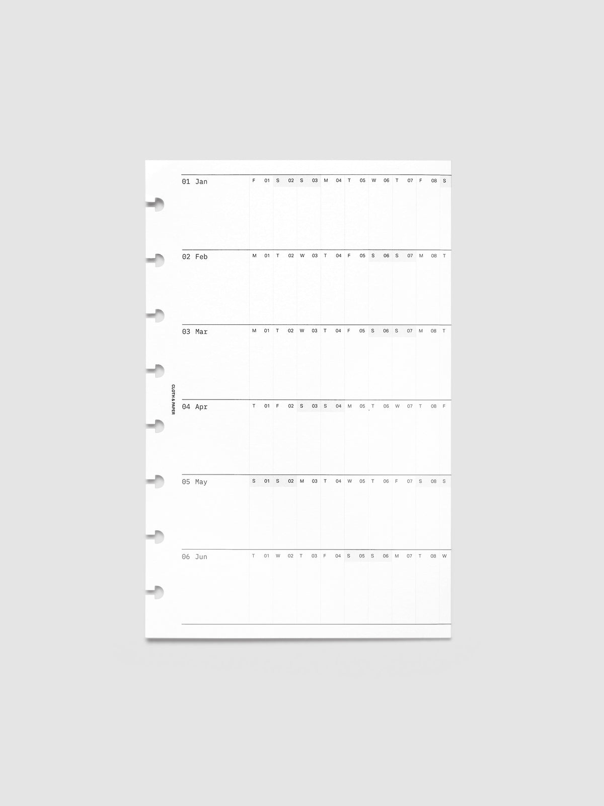 Half Letter 8-Disc Punch 2027 Dated Fold Out Insert shown folded closed, displaying the cover side on a flat surface.