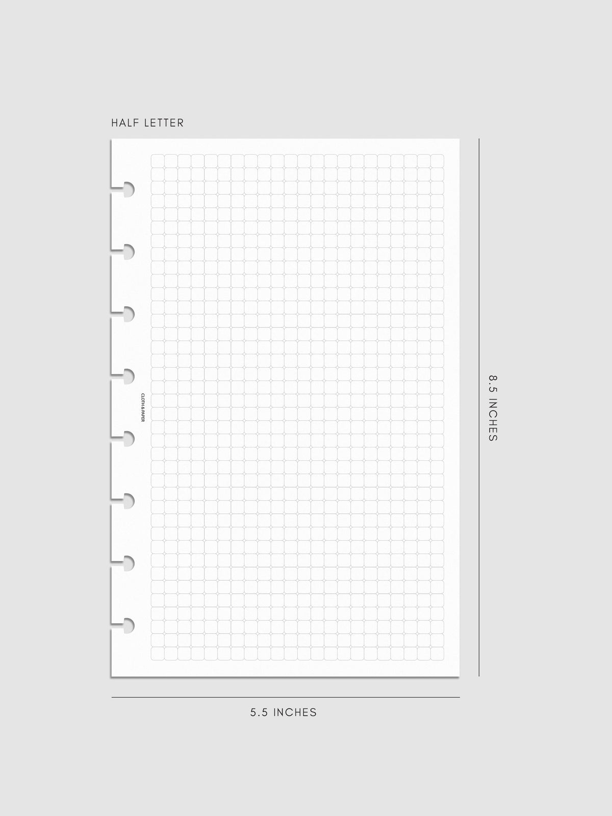 Rounded Graph Planner Insert Half Letter 8-Disc Punch mockup