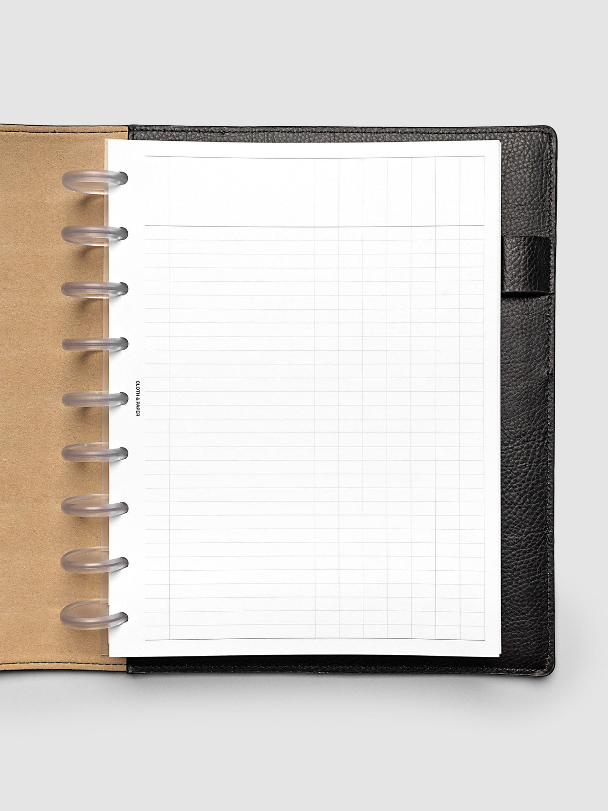 Inbox Sorting Planner Inserts shown pre-punched for discbound HP Classic planners in a black folio.