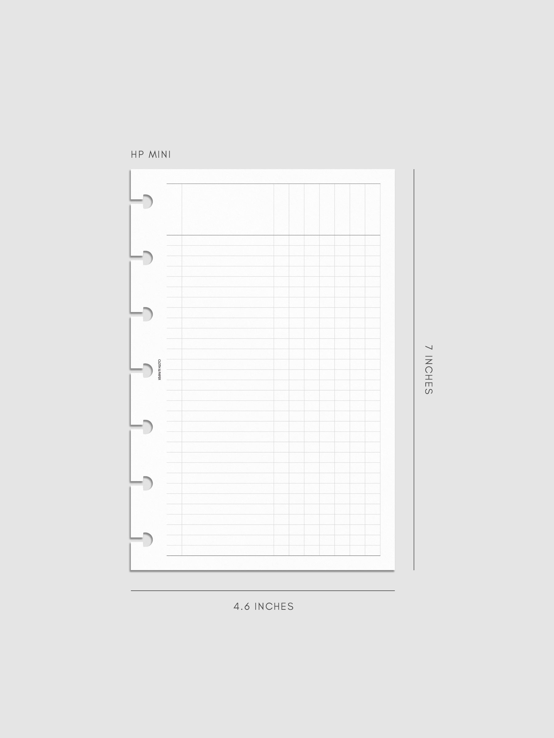Digital mockup of the Inbox Sorting Planner Inserts shown in size HP Mini.