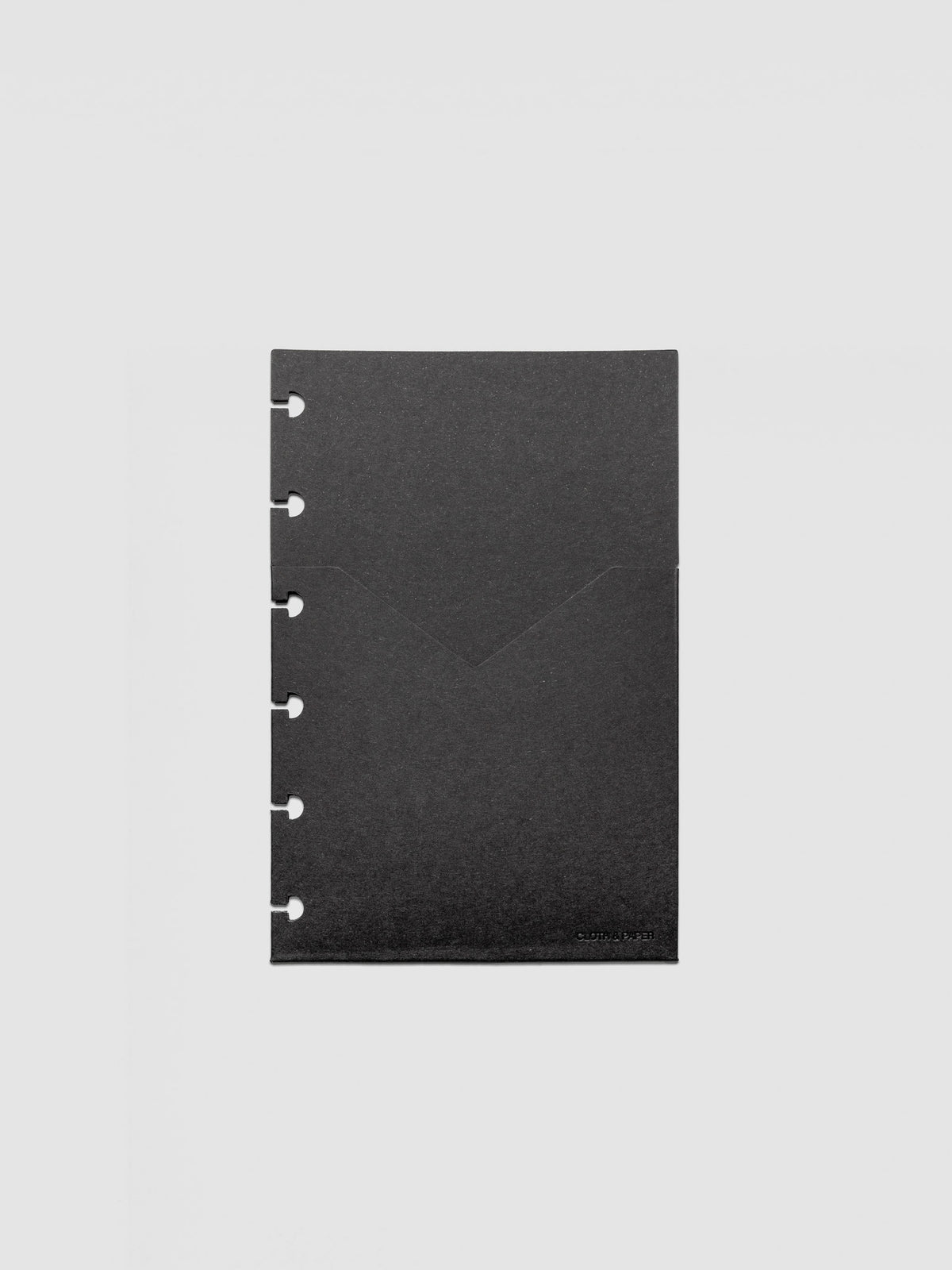 Black planner paper pocket folder shown in size CP Petite 6-Disc Punch