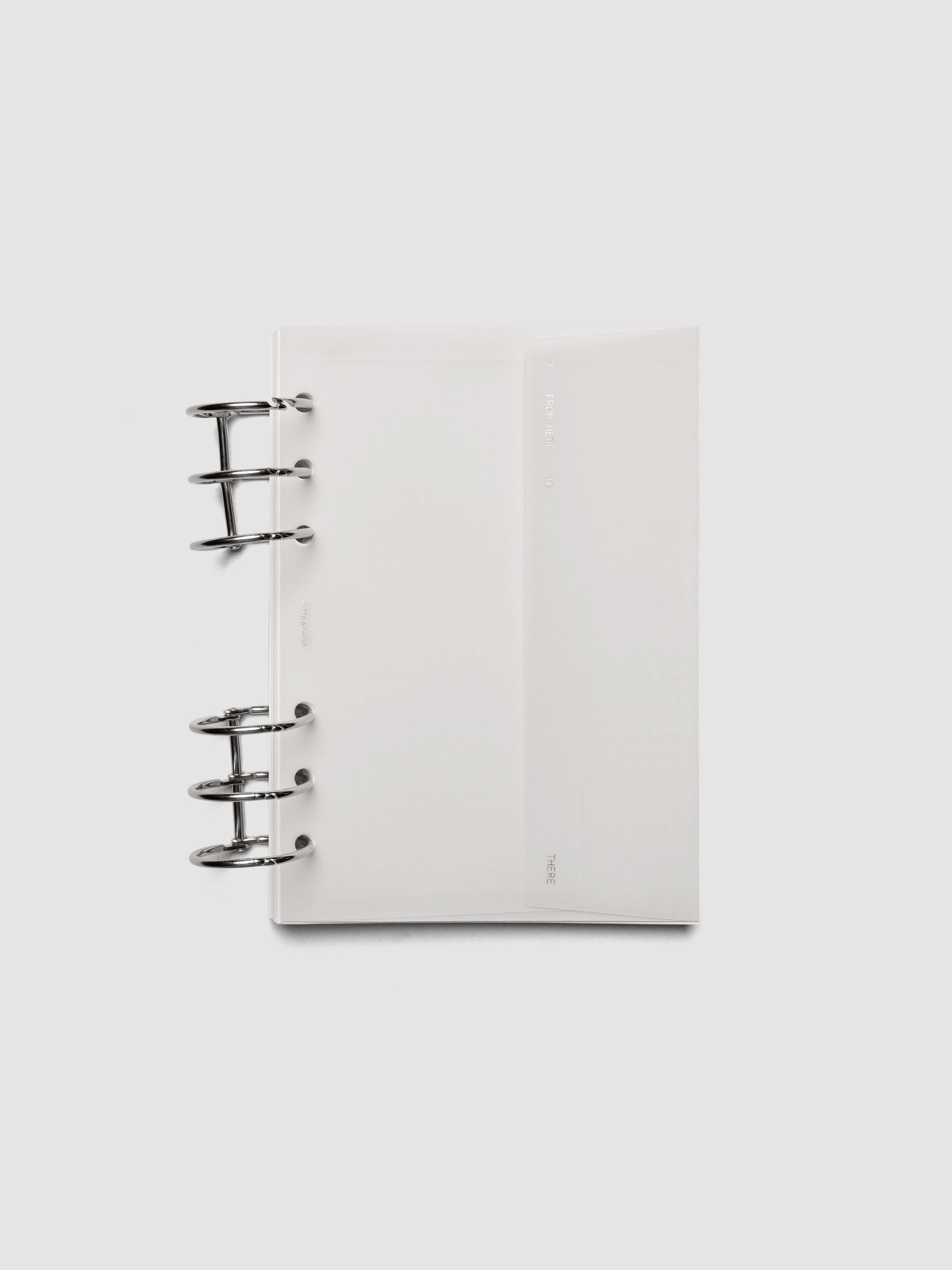 White Envelope Storage Holder shown ring bound in size Personal Wide.