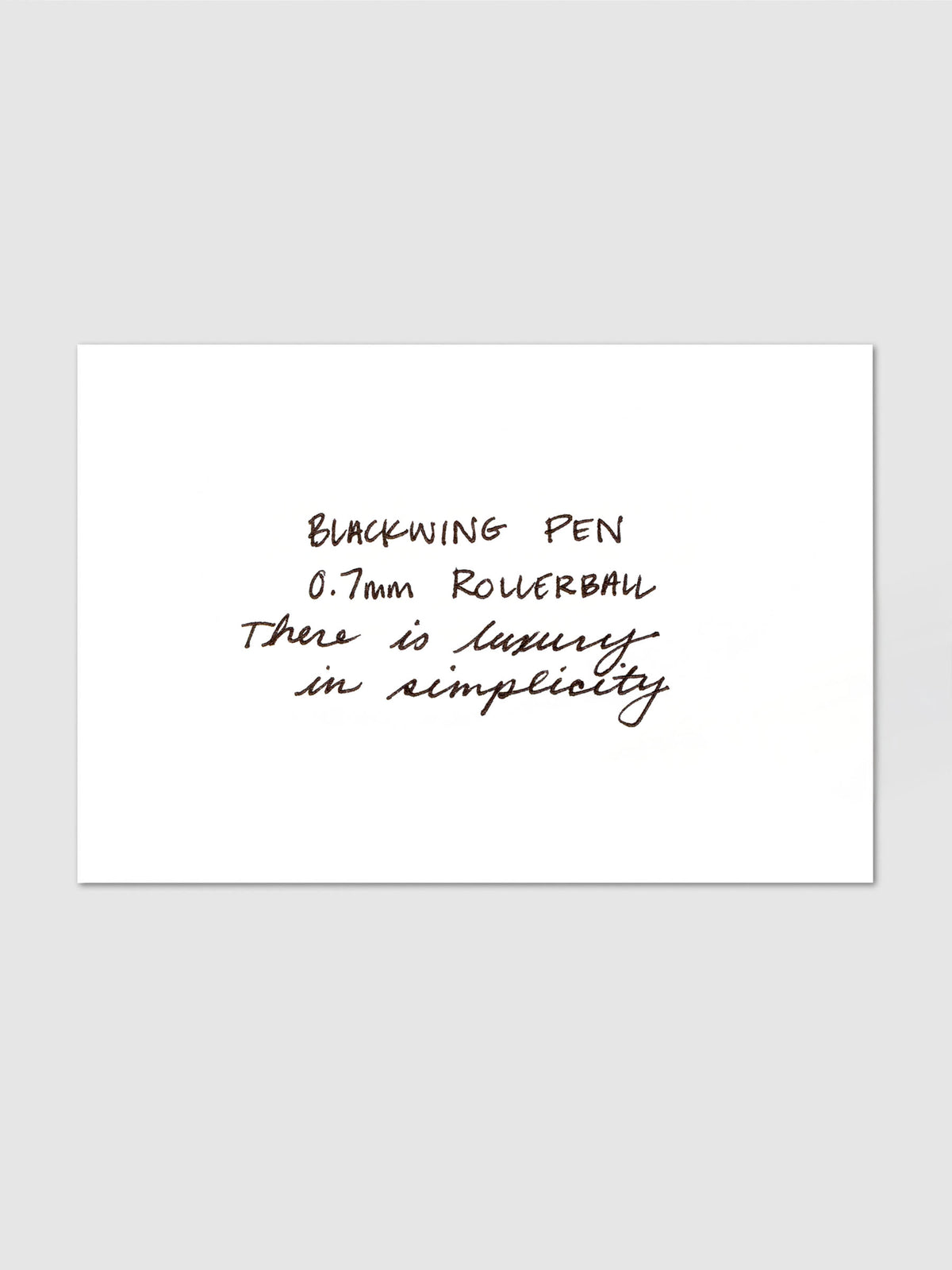 Handwritten writing sample using the Blackwing Pen featuring a 0.7mm rollerball tip.
