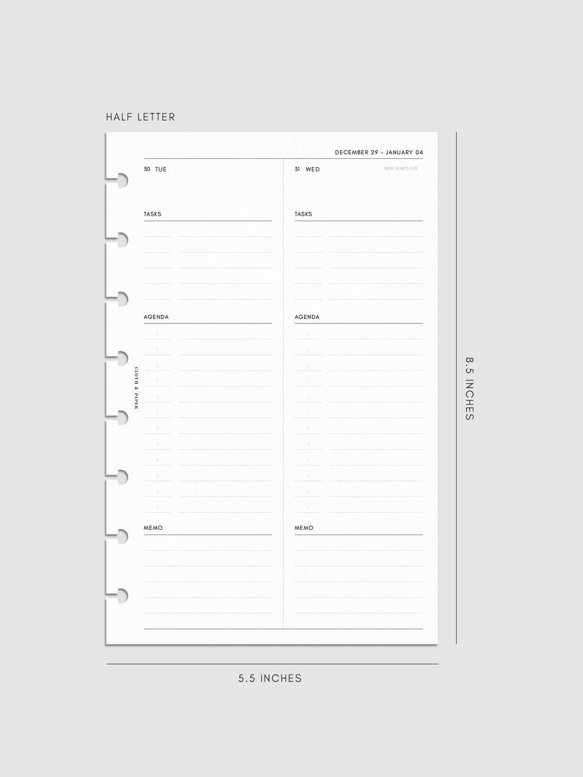 Digital mockup of insert in Half Letter.