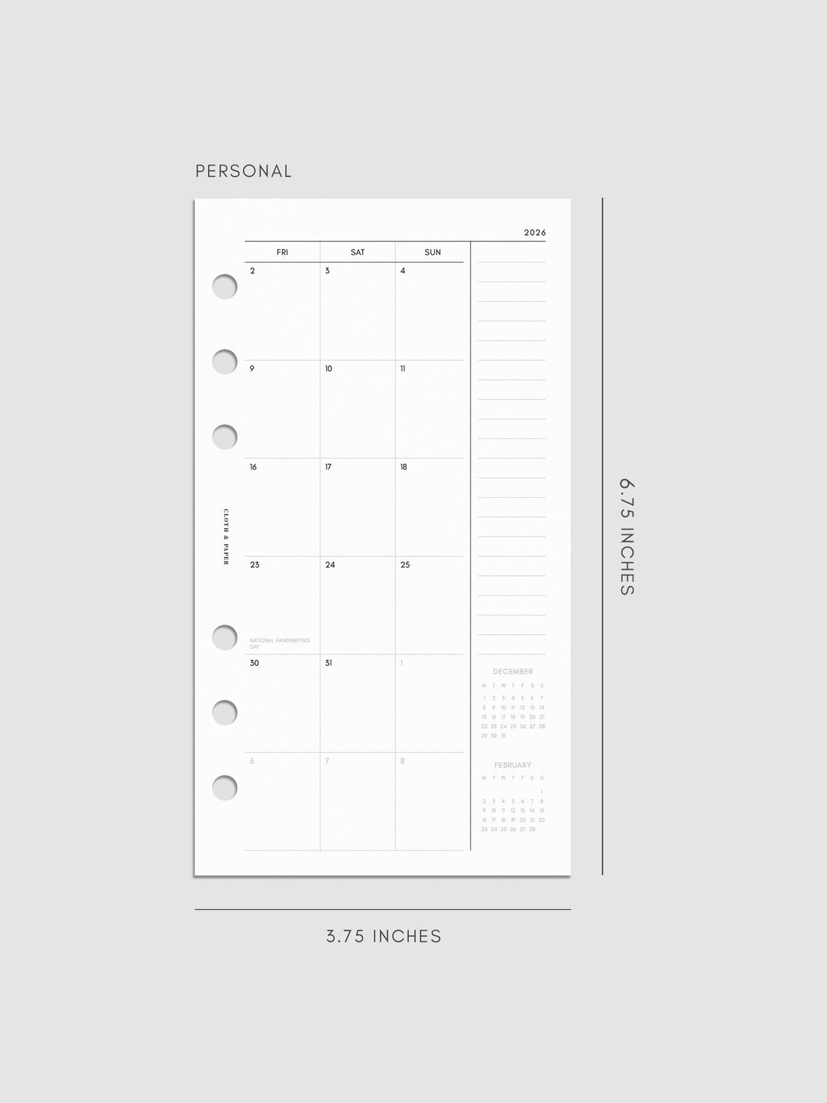 Digital mockup of insert in Personal.