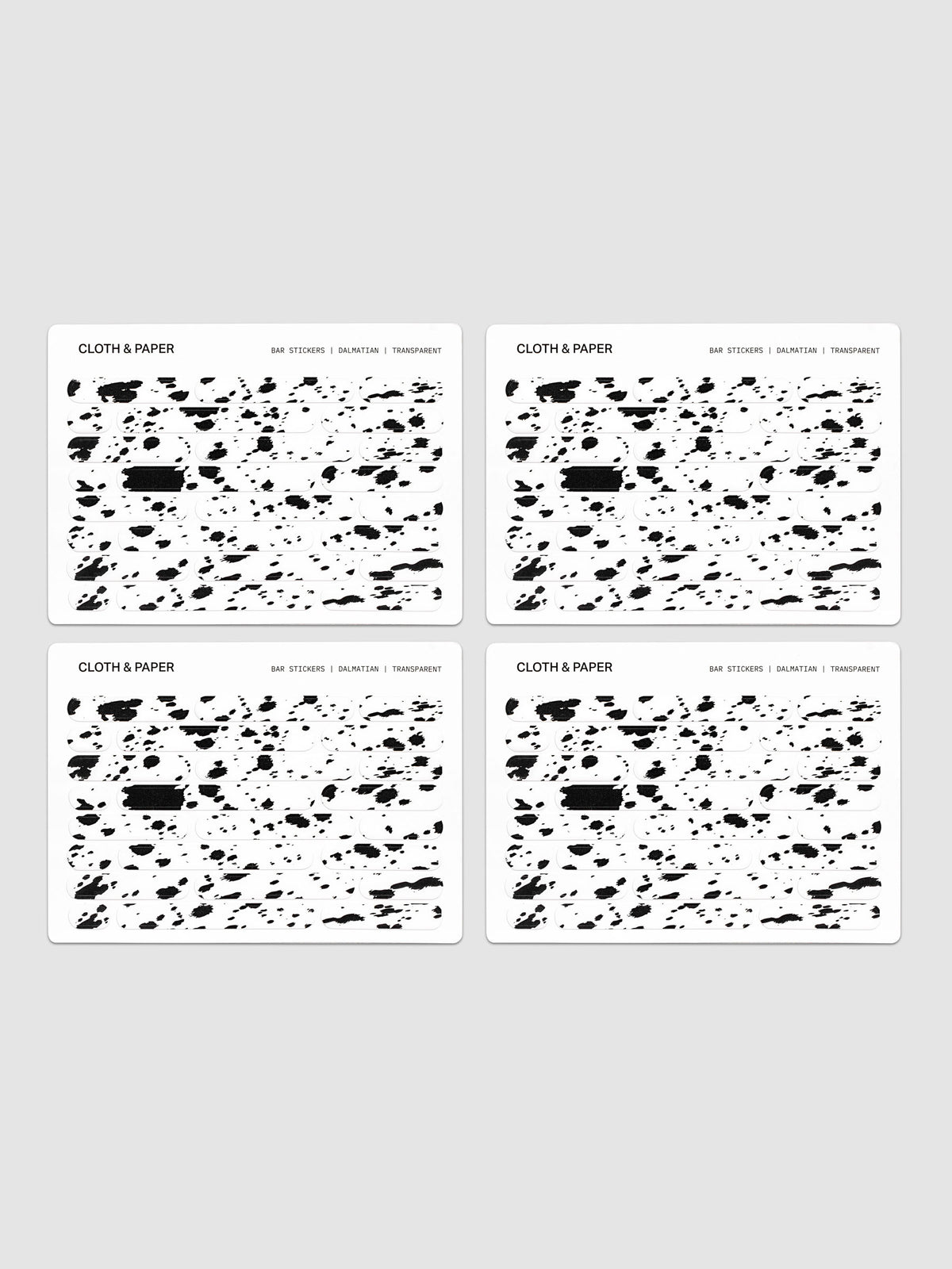 Four sheets of Bar Stickers in Dalmatian