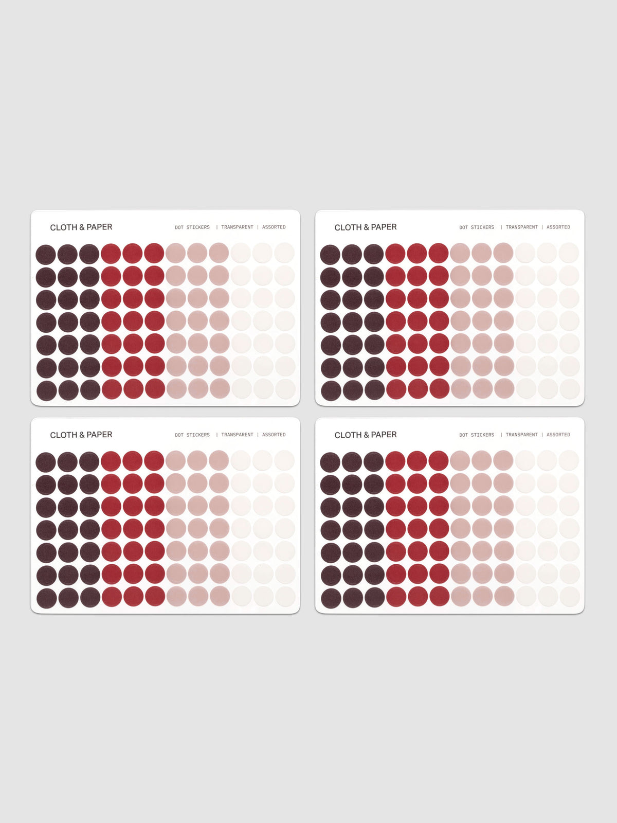 Four sheets of Dot Stickers | Small | Bordeaux | Merlot | Fig Milk | Cotton