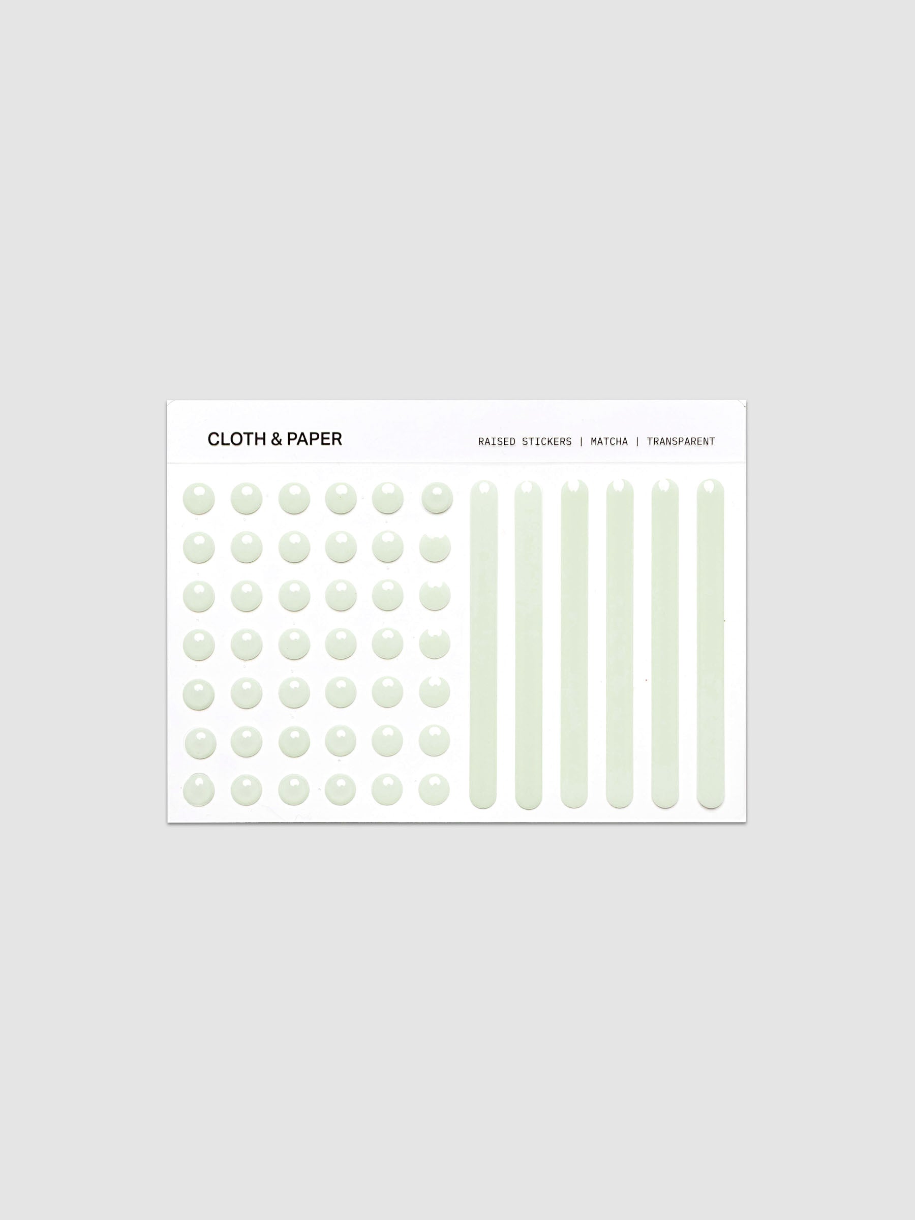 Single sheet from the Raised Sticker Set in the color Matcha (green).