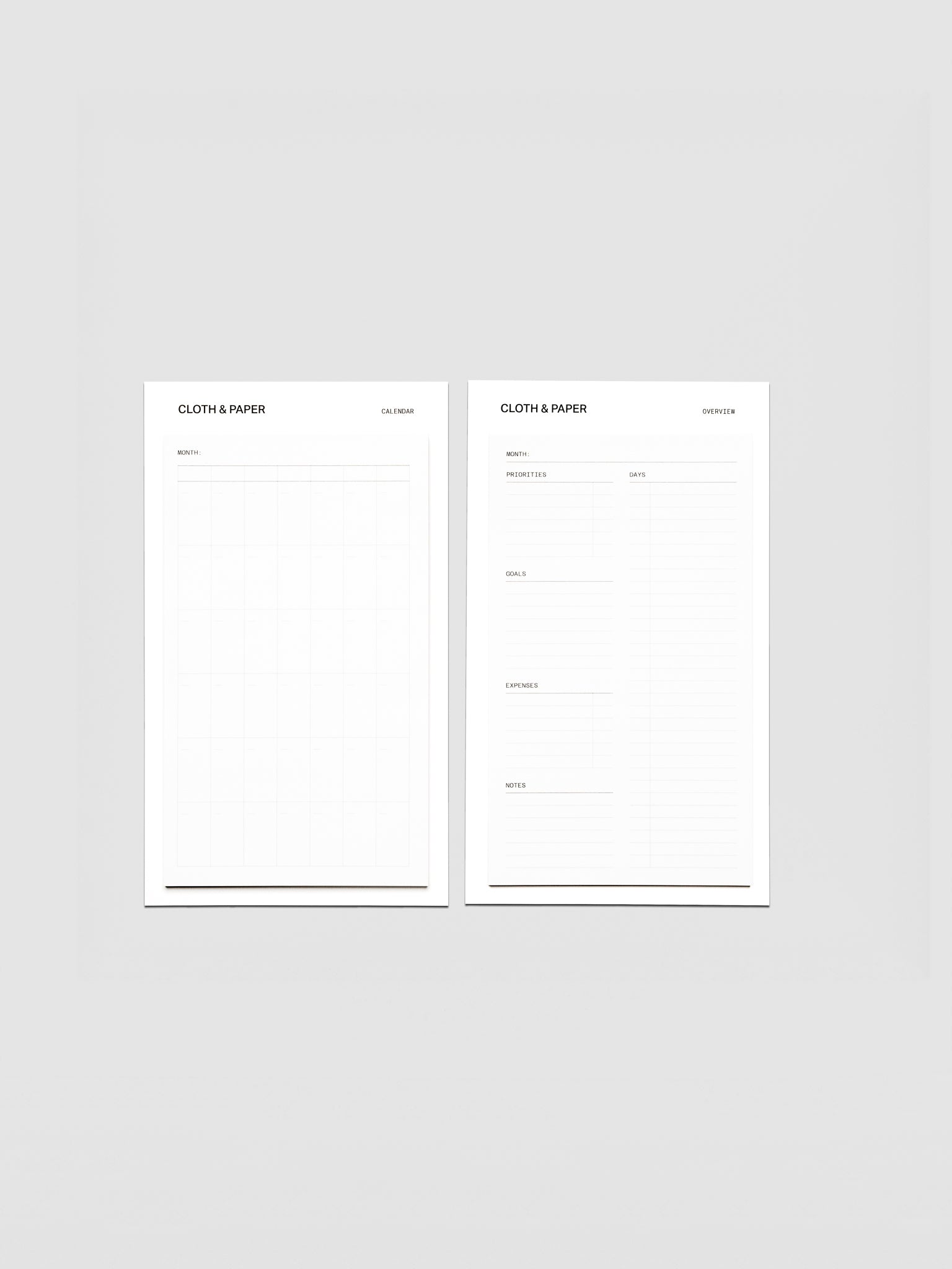 Monthly overview large sticky notes set shown side-by-side in size CP Petite