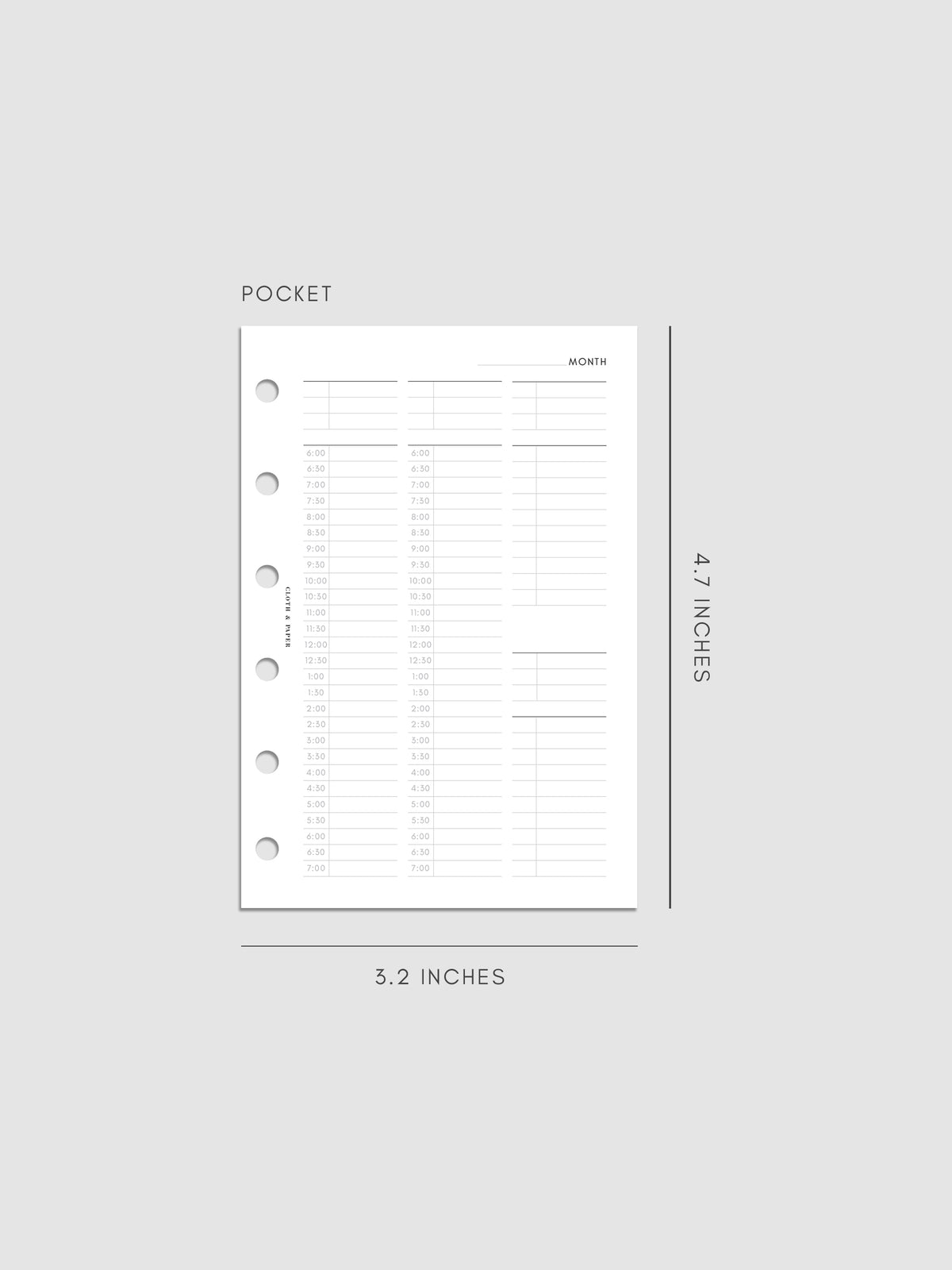 30 Minute Time Block Planner Inserts | Pocket