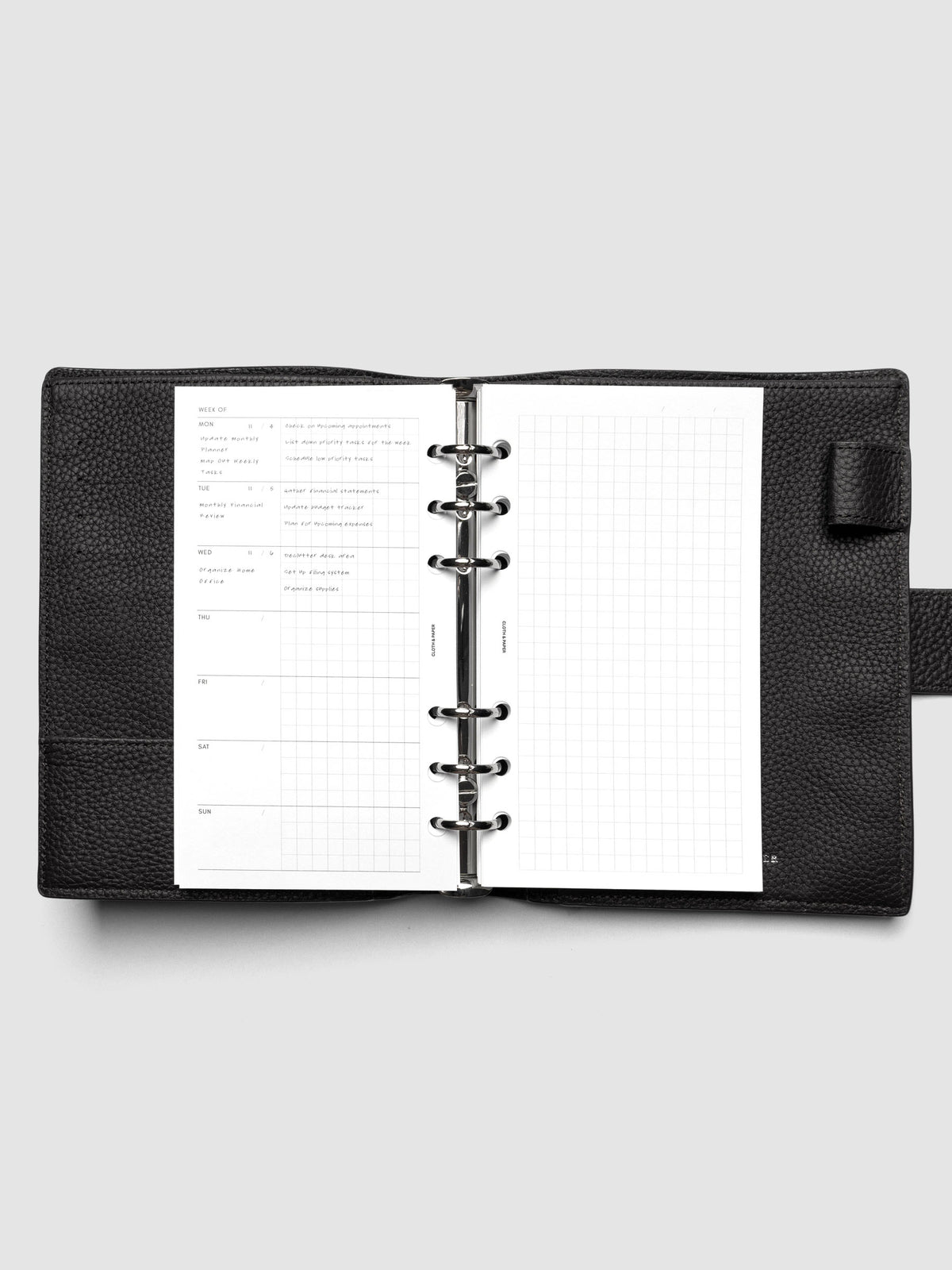 Weekly Graph Inserts in size Personal shown ring bound.