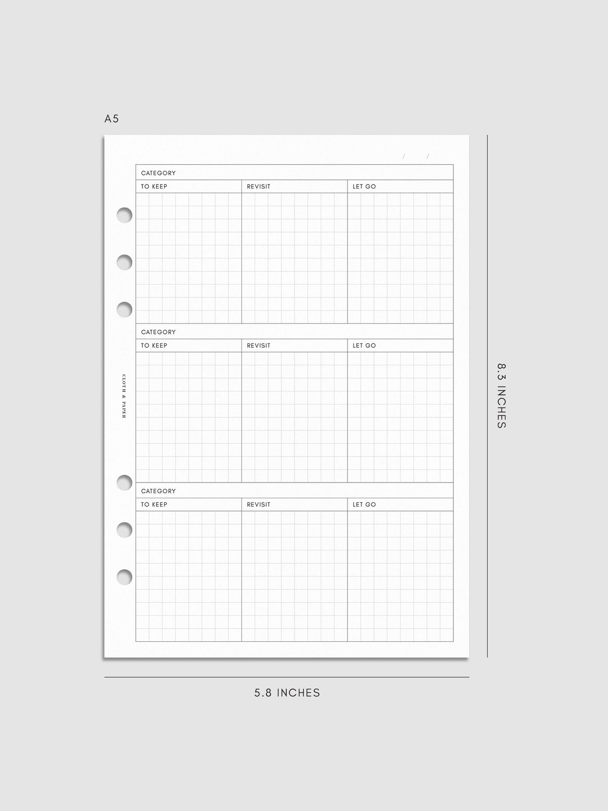 Declutter Planner Inserts mockup in size A5.