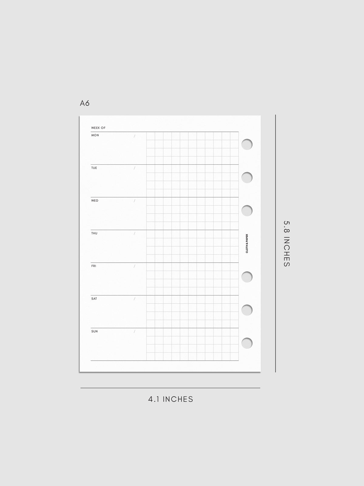Digital mockup of Weekly Graph Inserts in size A6