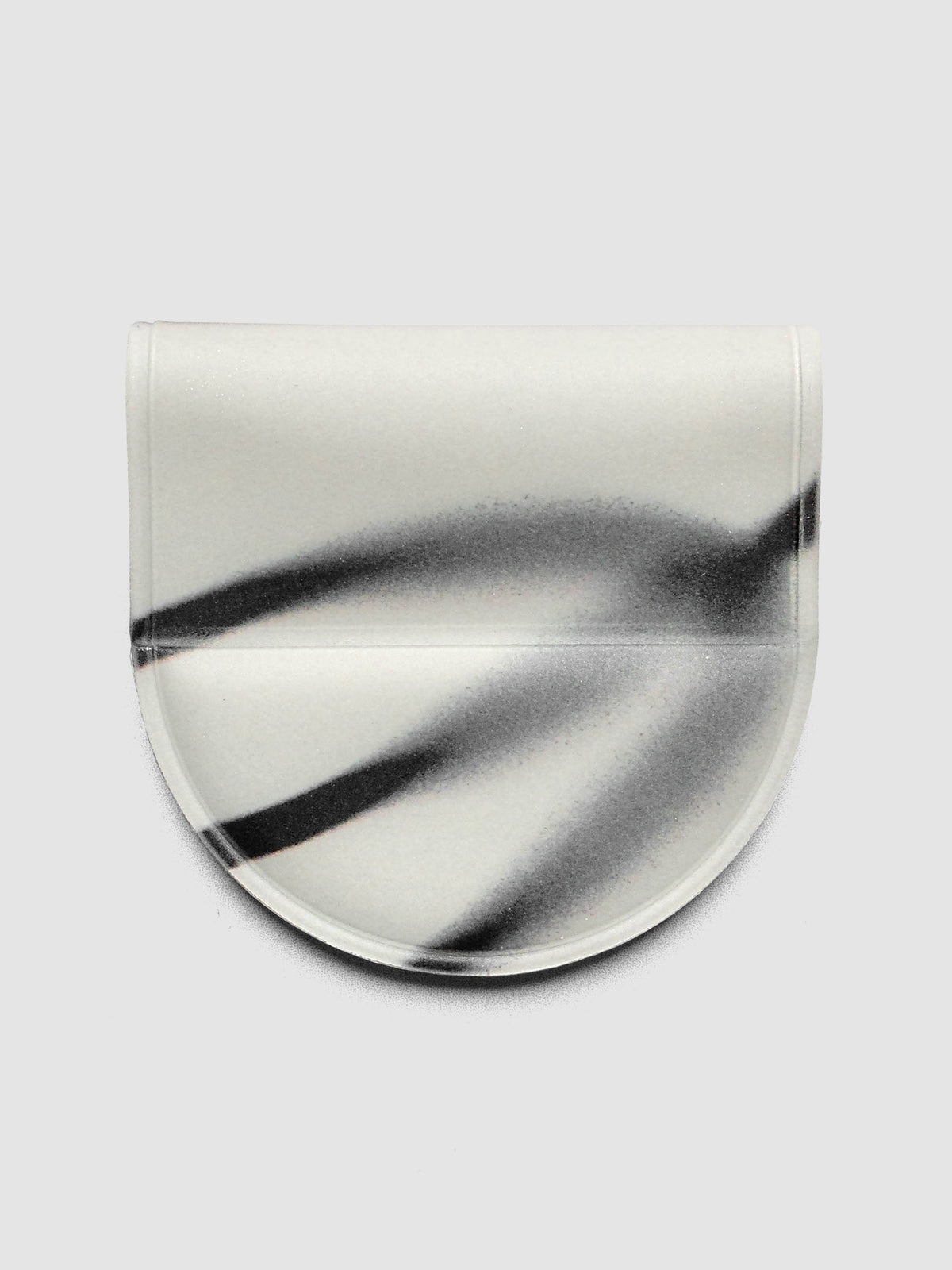 Magnetic Bookmark | Pen Holder | Vinyl in Blurred Line, front view showing white base with sweeping dark gray brushstroke pattern