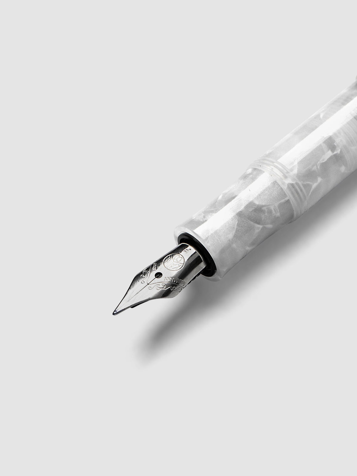 Mineral White Kaweco Art Sport Fountain Pen close up of nib