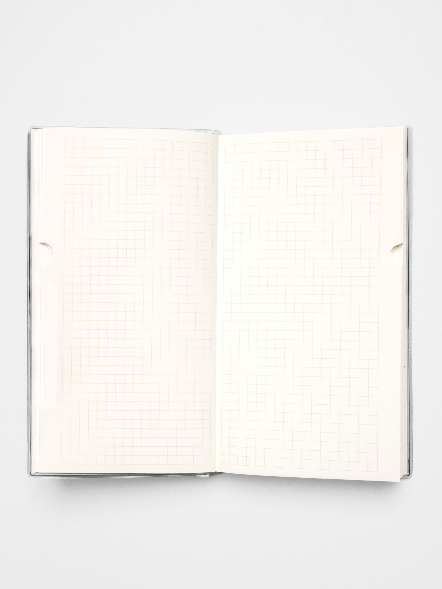 Personal Record Notebook Set, A5 Slim, open notebook showing blank graph pages
