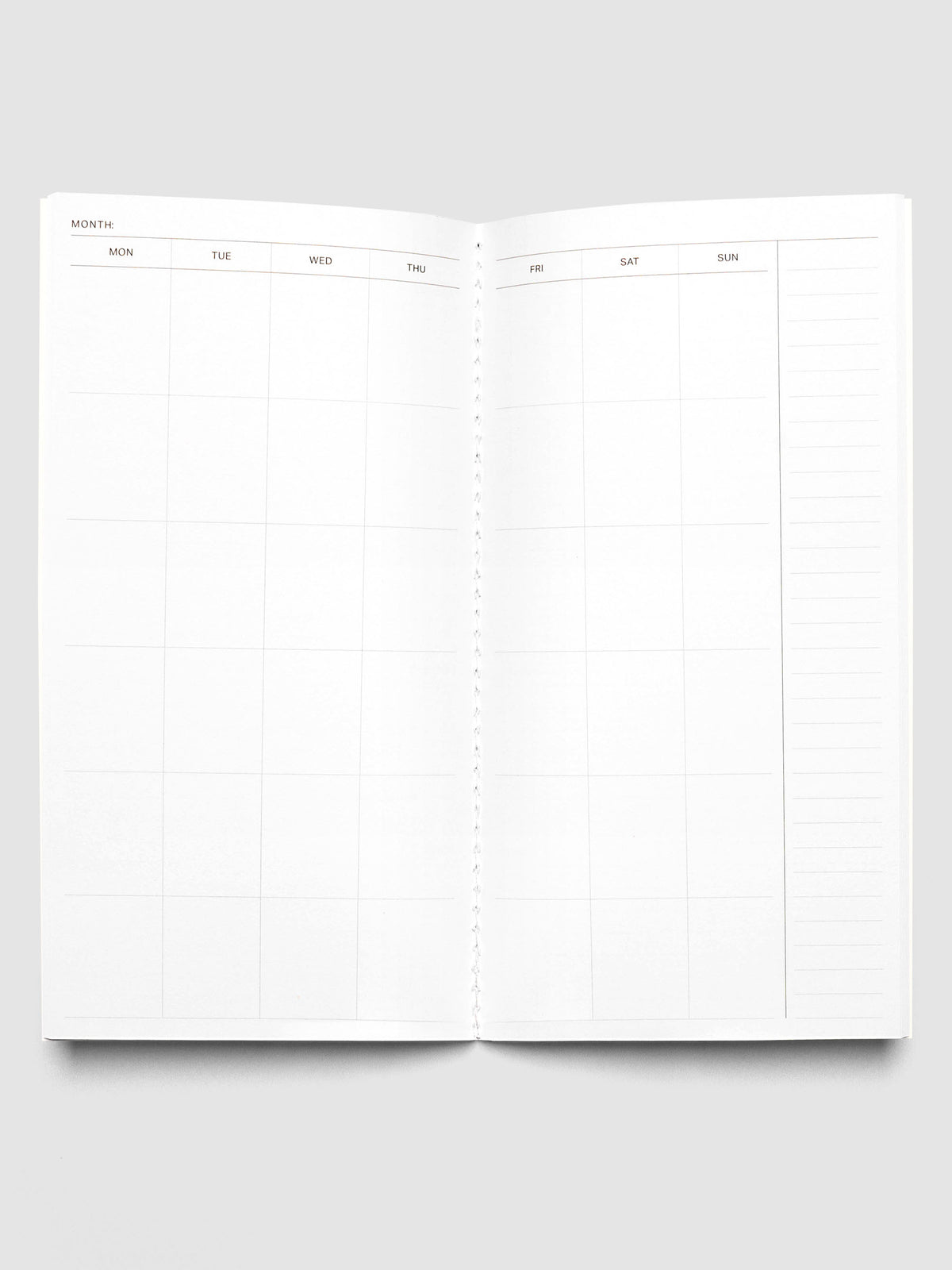 Monthly Overview notebook interior.