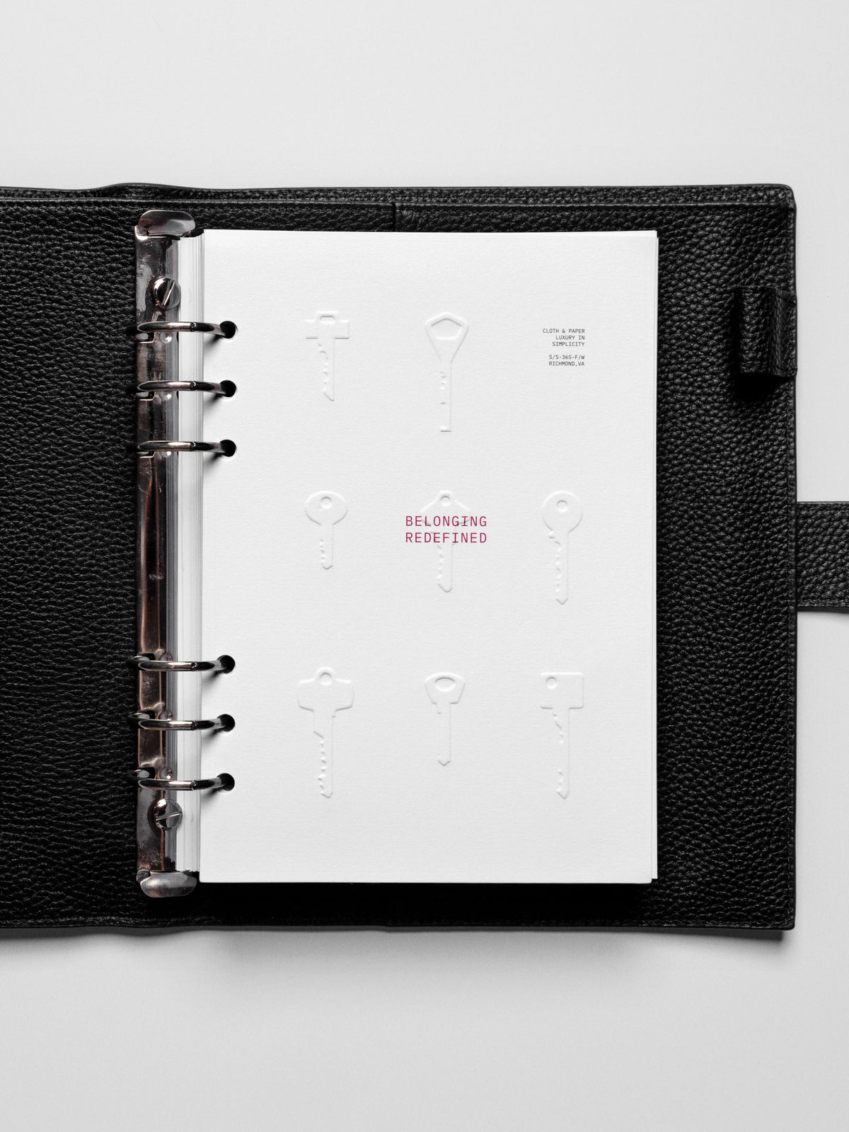 The Access Key Dashboard in a black A5 ring-bound planner