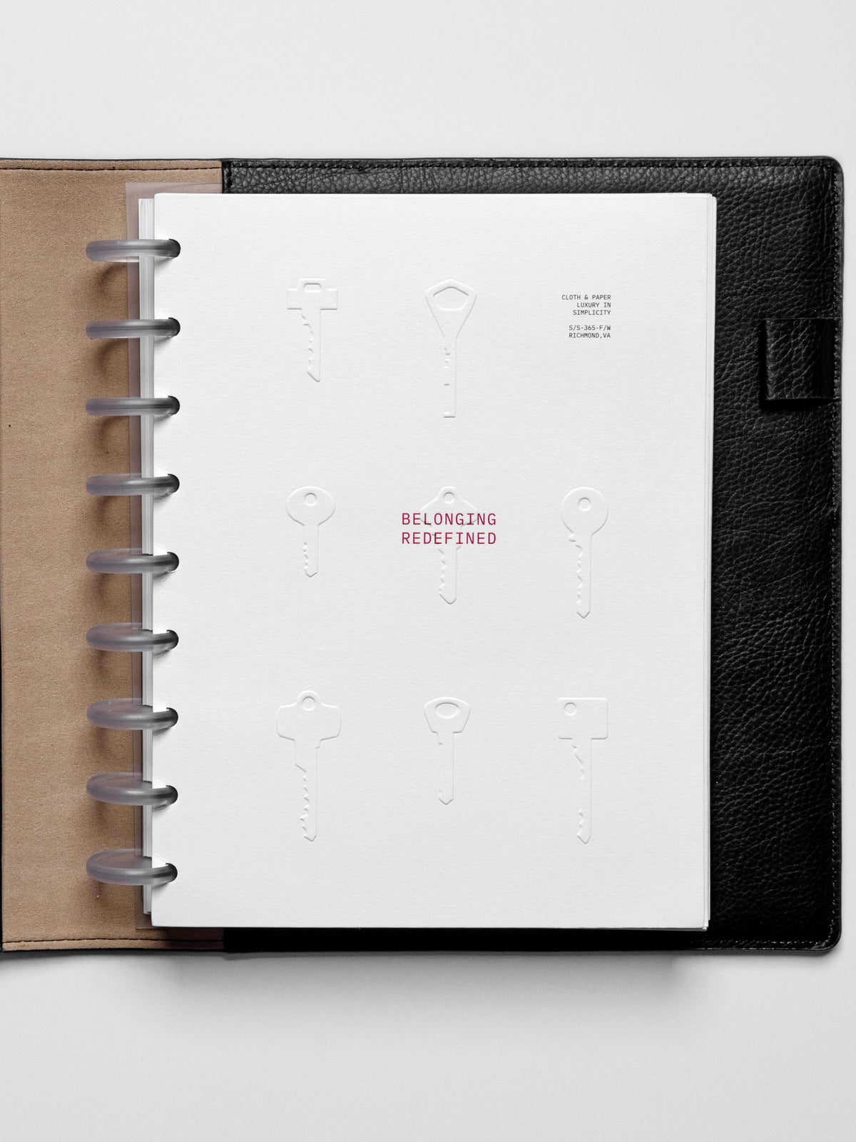 The Access Key Dashboard in a black HP Classic disc-bound planner